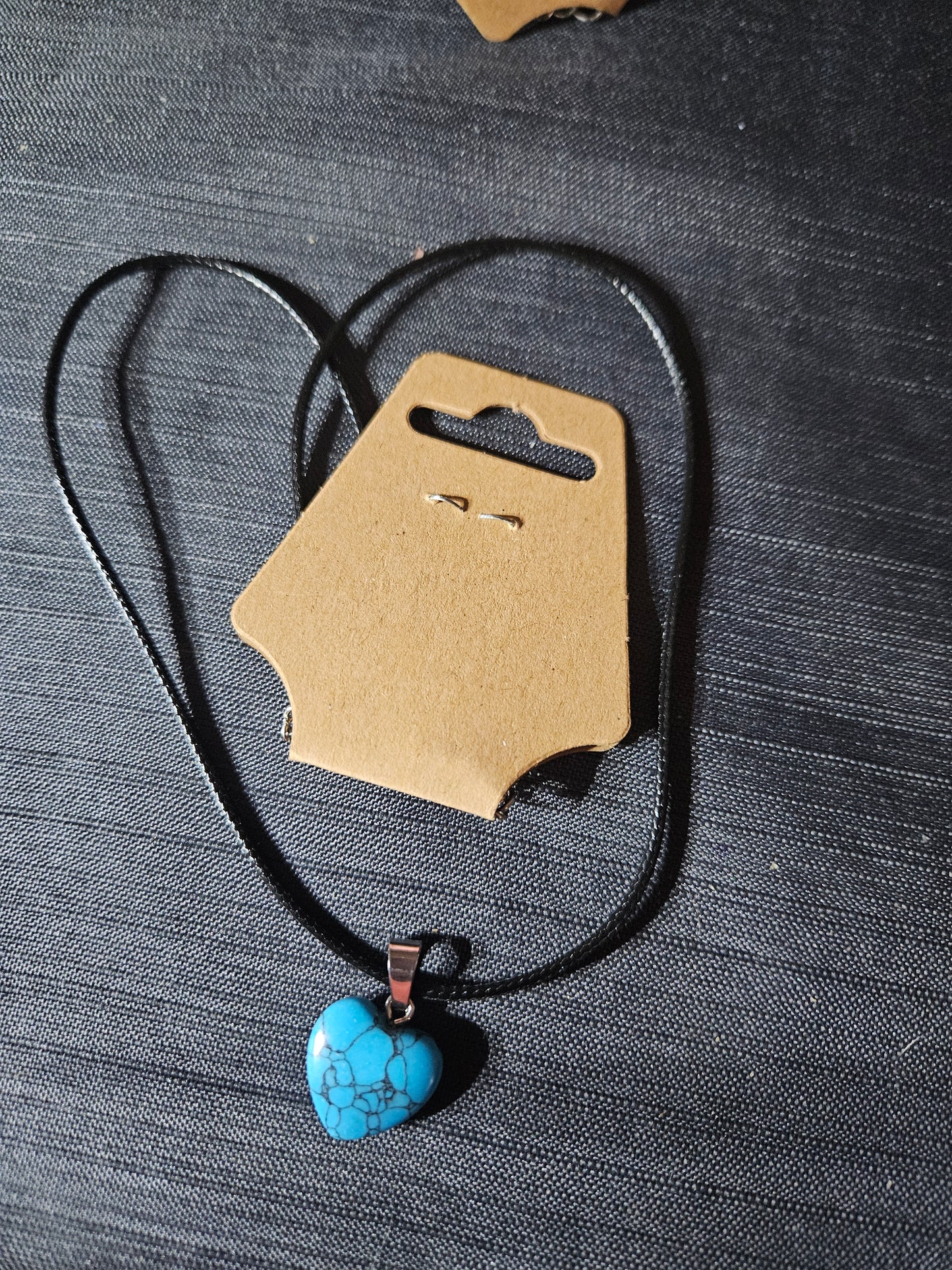 Leather Rope Necklace With Stone #1453