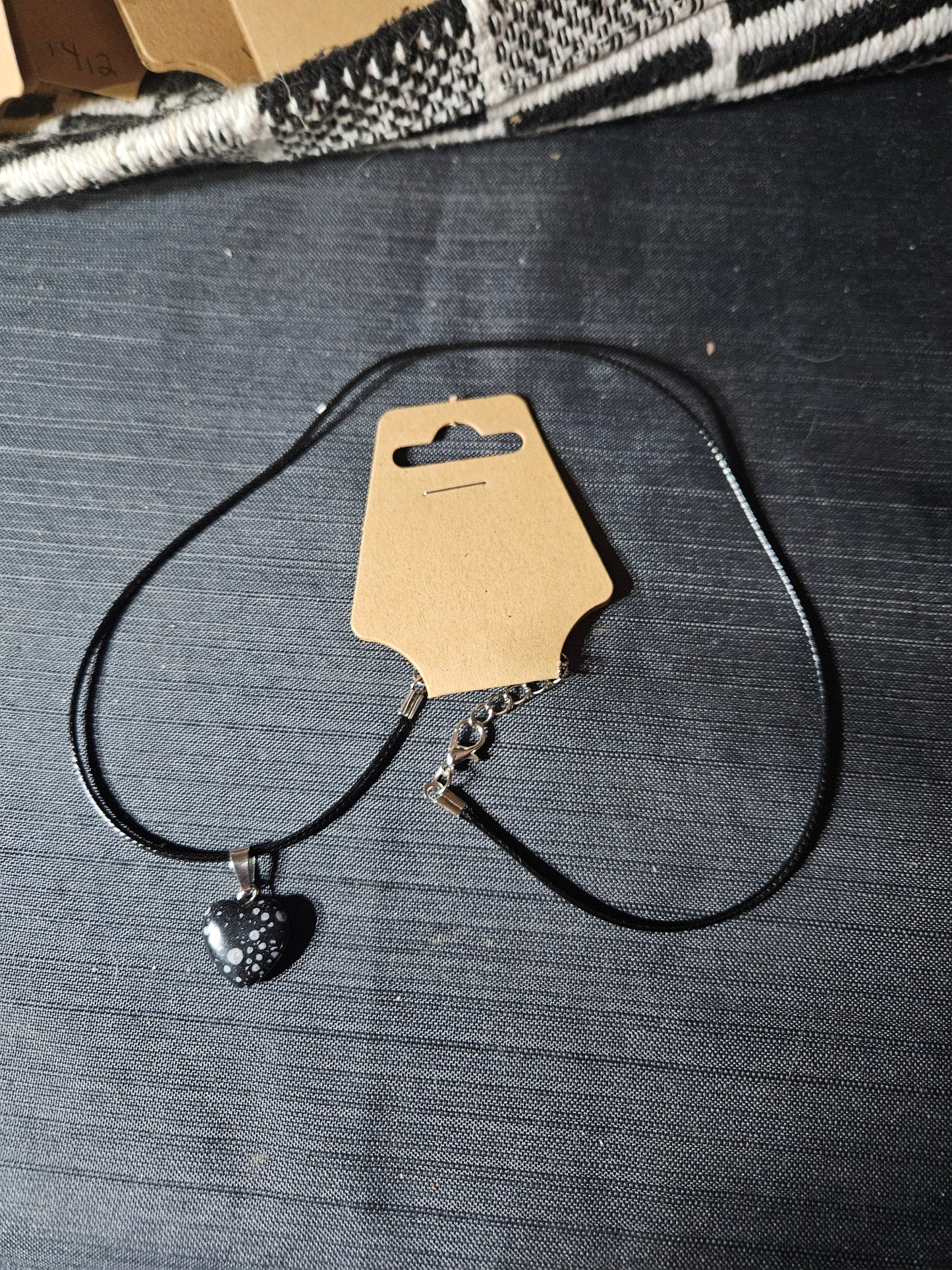 Leather Rope Necklace With Stone #1454