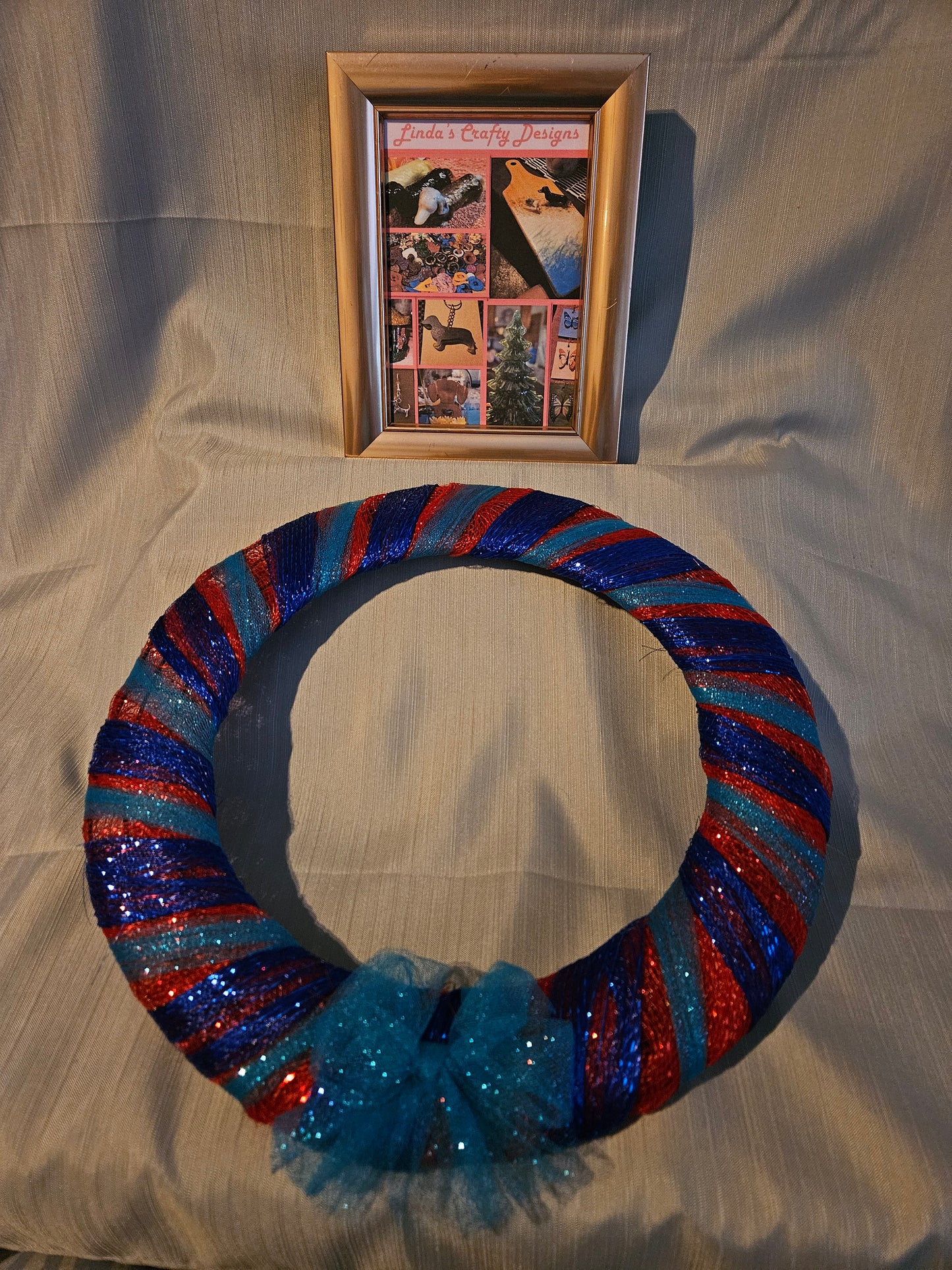 Metal Wreath - Red/Blue/Teal Toule #1024