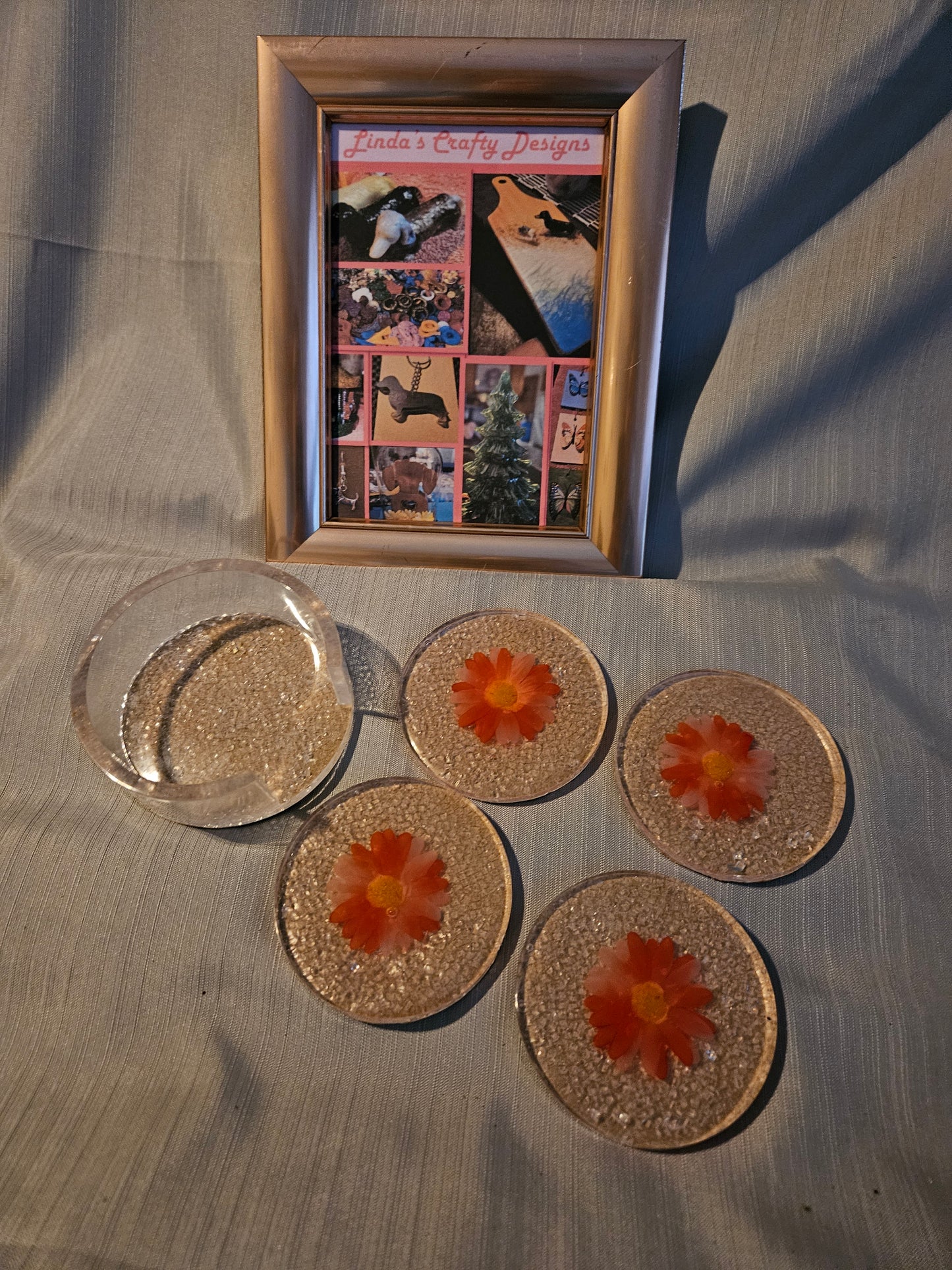 Resin Coasters - Rocks and Flowers (Round) #917