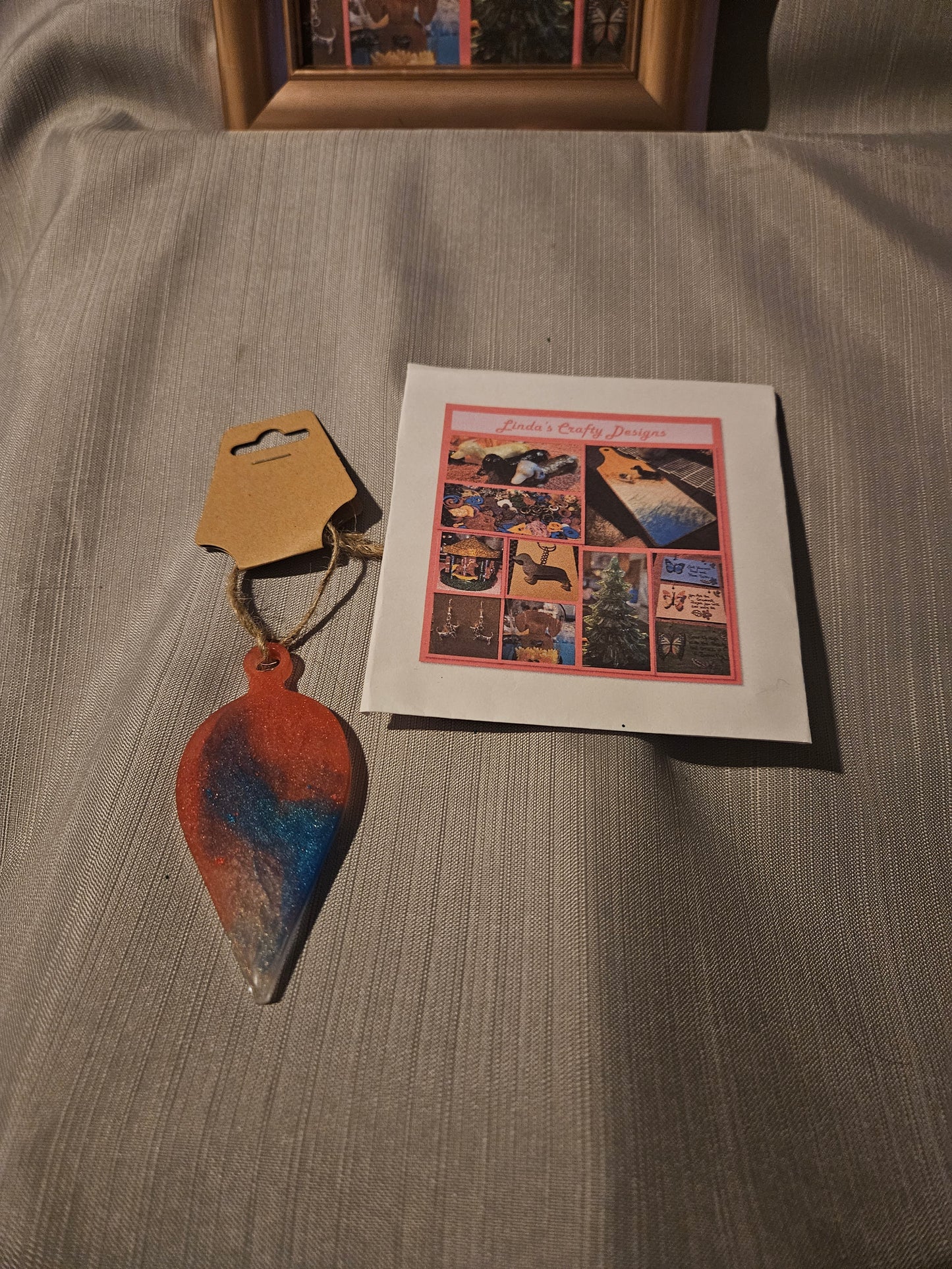 Resin Ornament - Pink White and Blue 5 #578