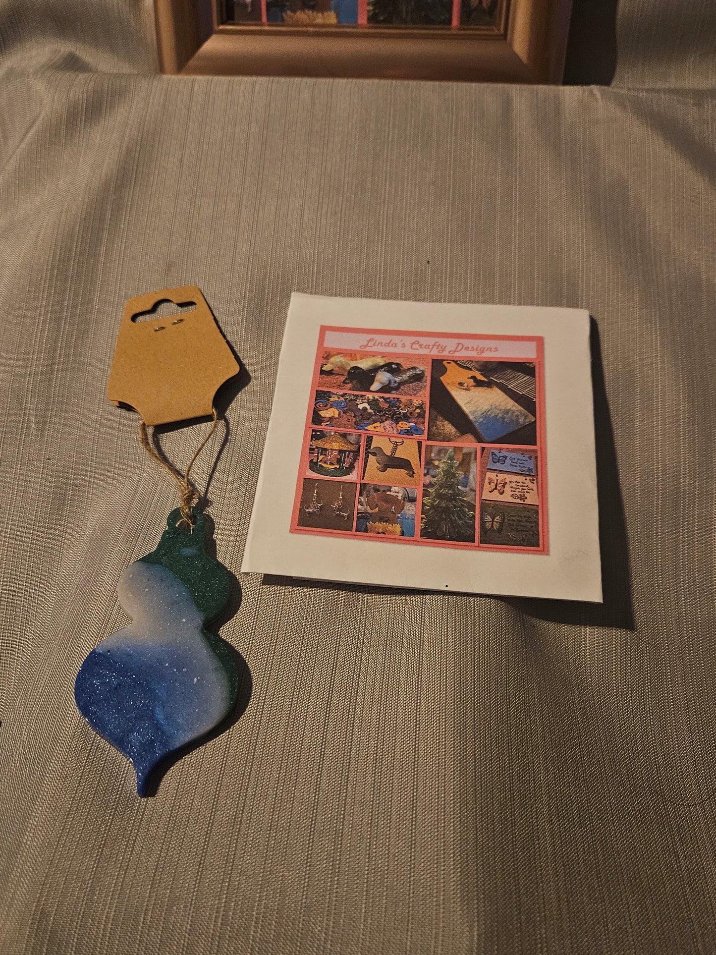Resin Ornament - Blue White and Green 5 #566