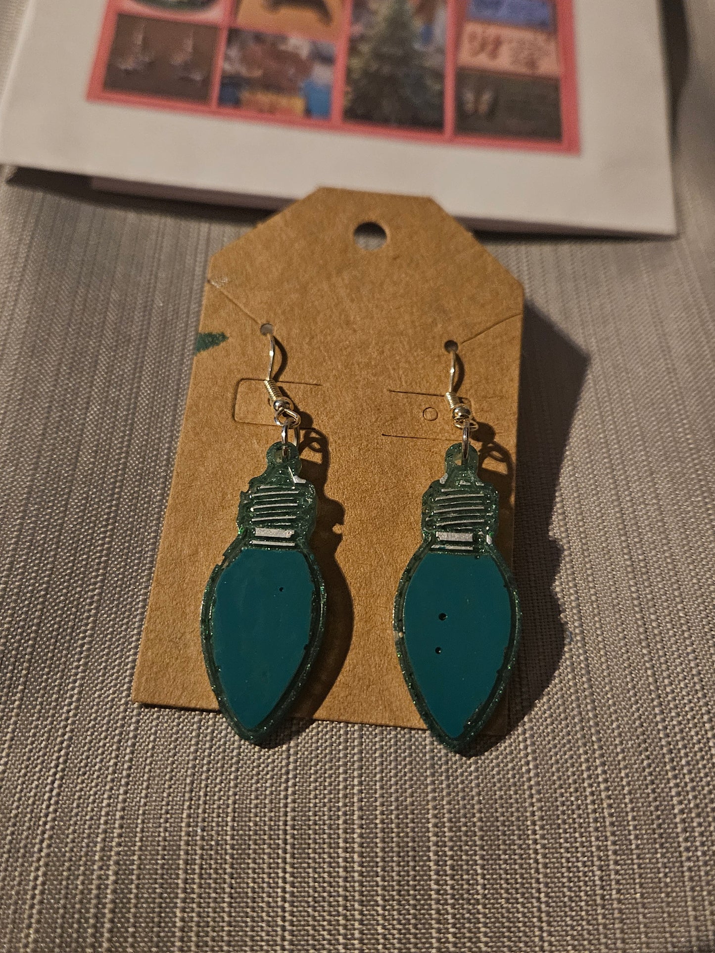 Resin/Metal Earrings (Hook) - Holiday Light Bulbs #612
