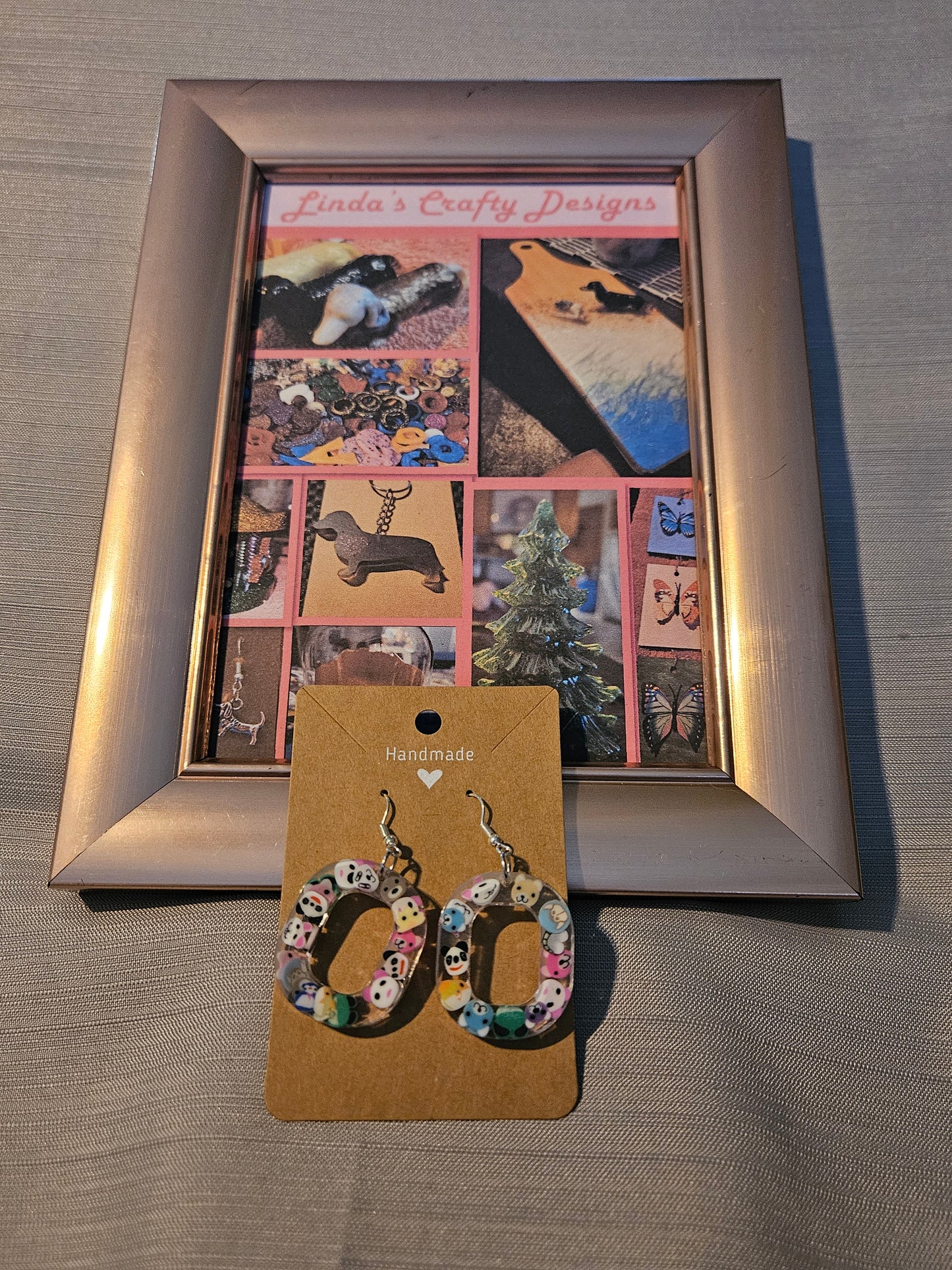 Resin/Metal Earrings (Hook) - Animal Ovals #288