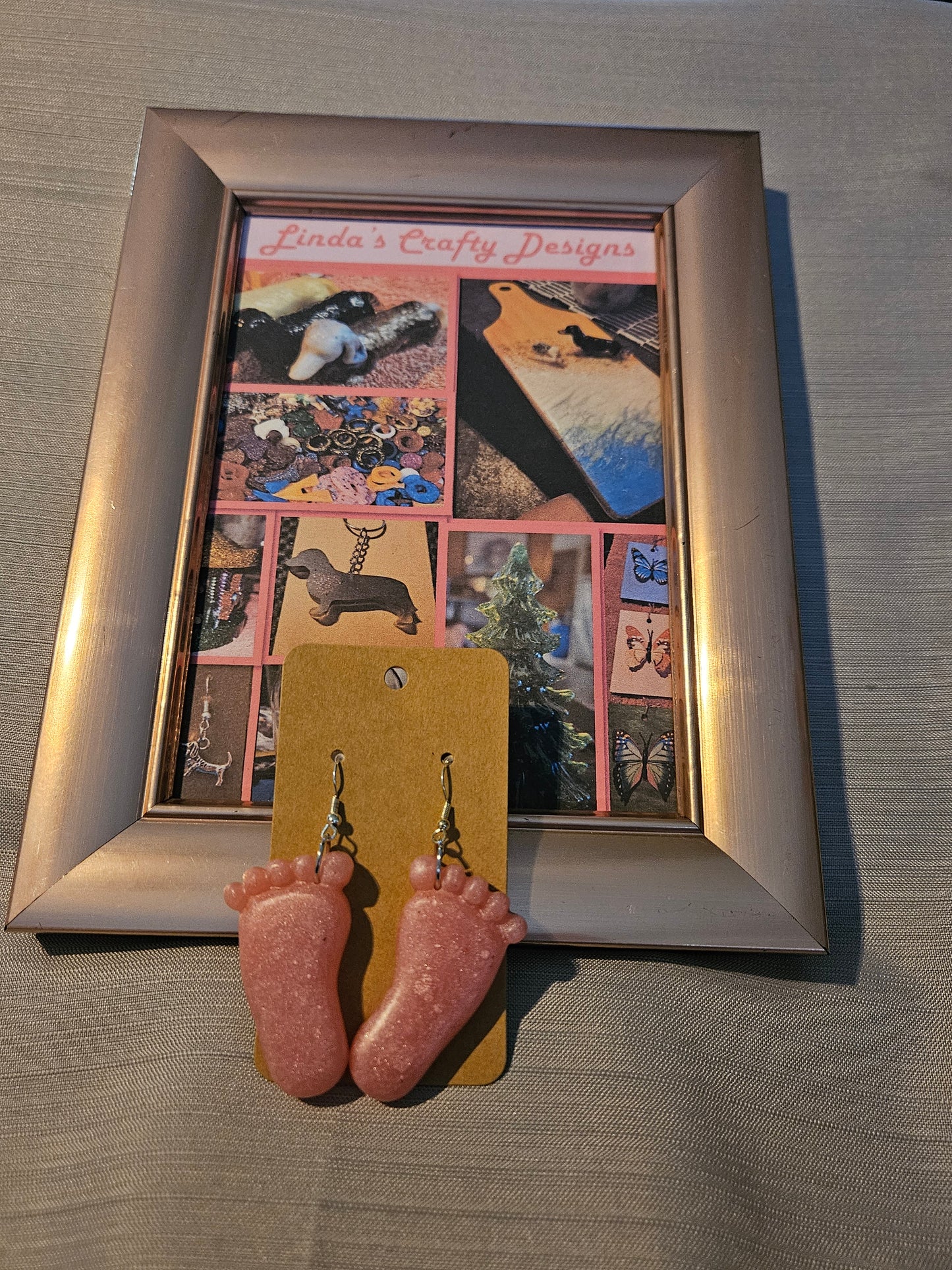 Resin/Metal Earrings (Hook) - Pink Baby Feet #265