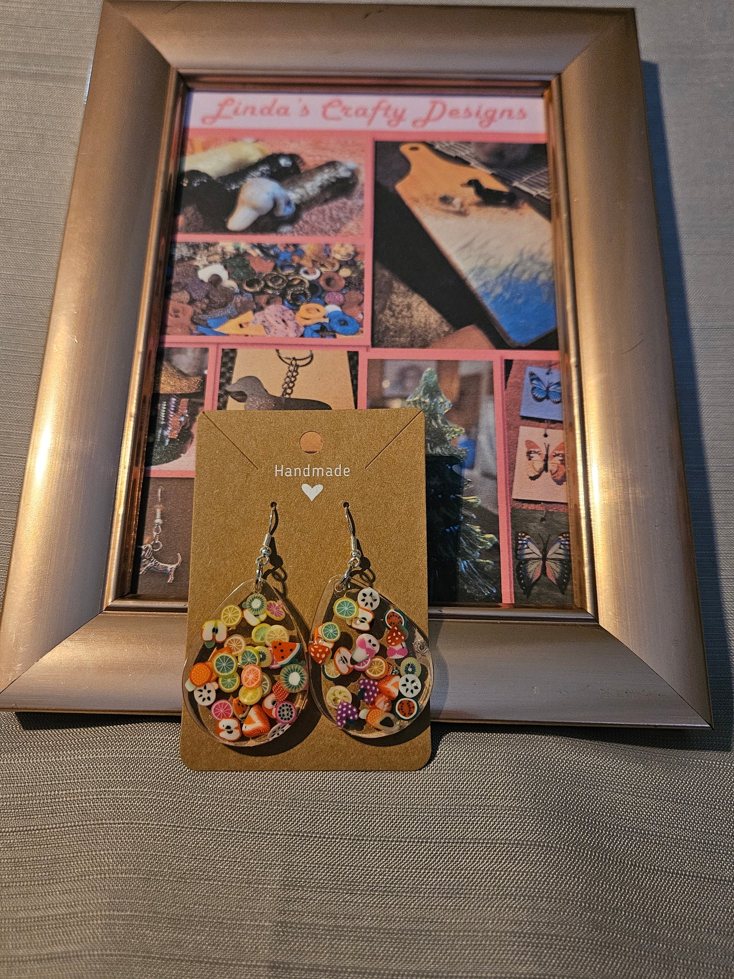 Resin/Metal Earrings (Hook) - Fruity Teardrops #235