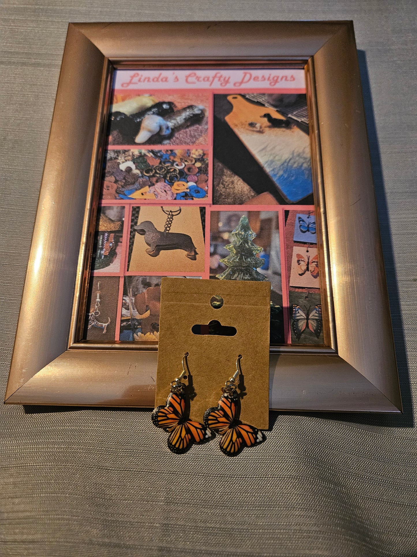Plastic/Metal Earrings (Hook) - Orange Butterflies #17