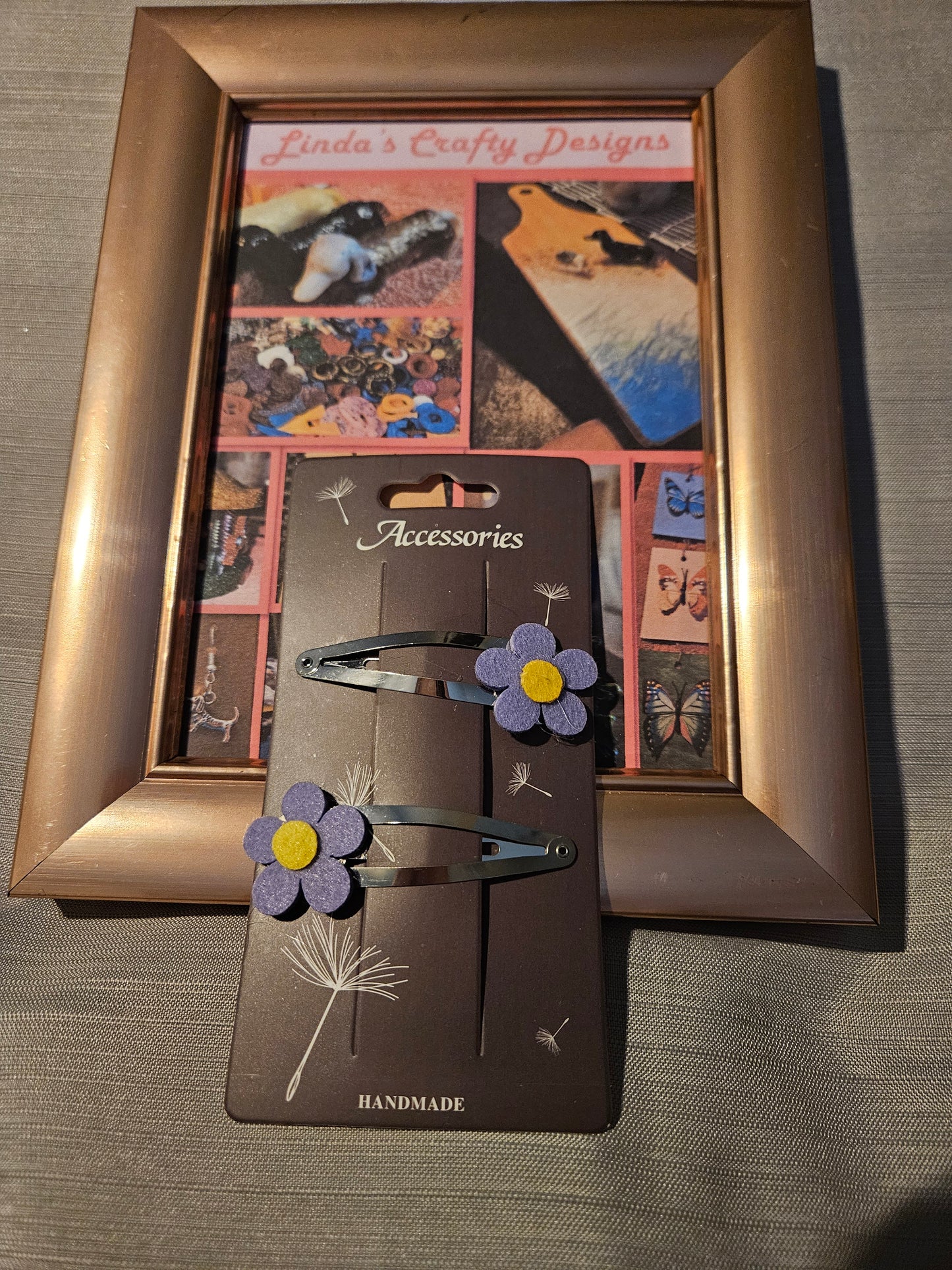 Metal Barrettes - Purple Flowers #88
