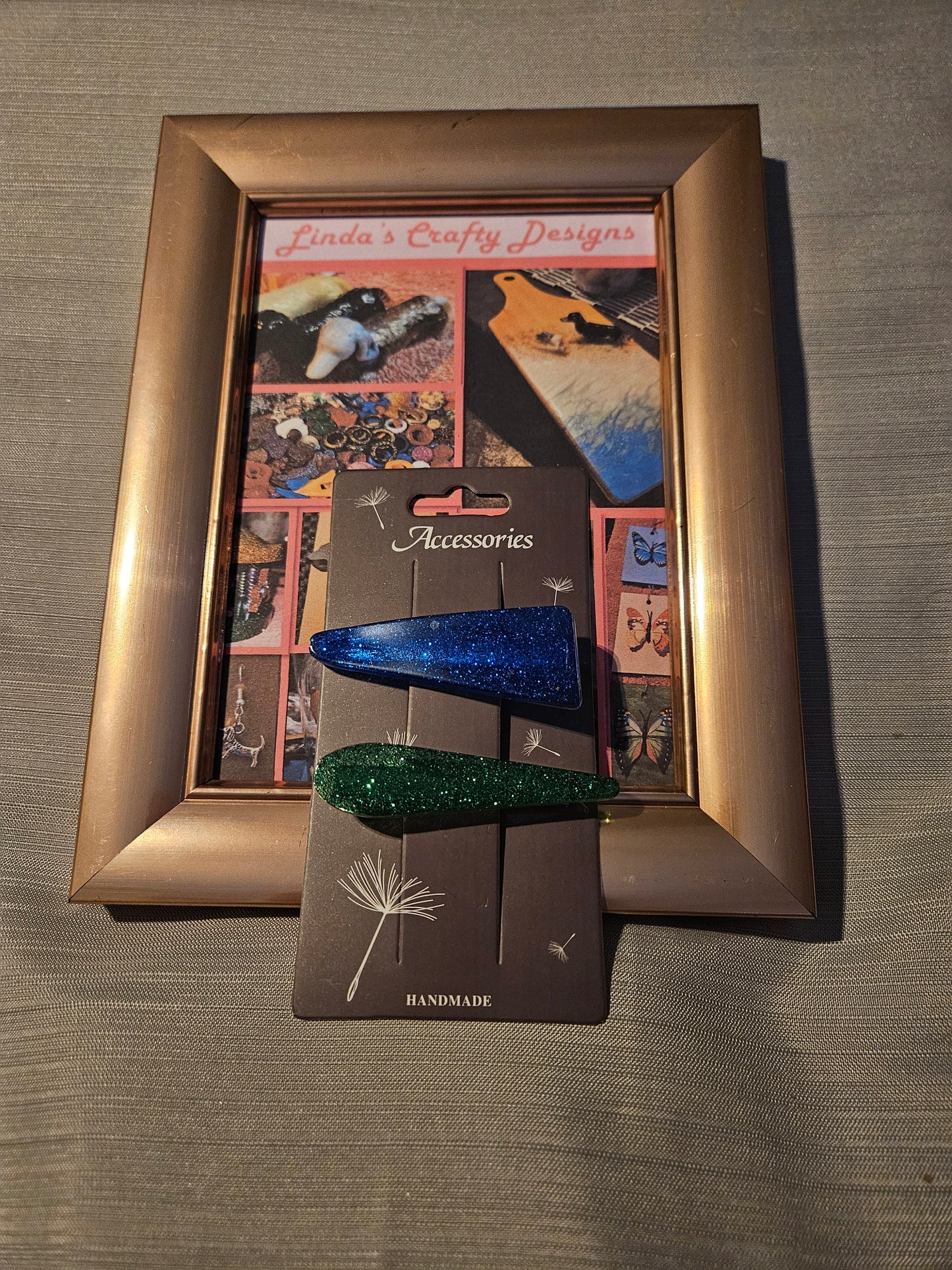 Resin/Metal Barrettes - Blue and Green are Seen #93
