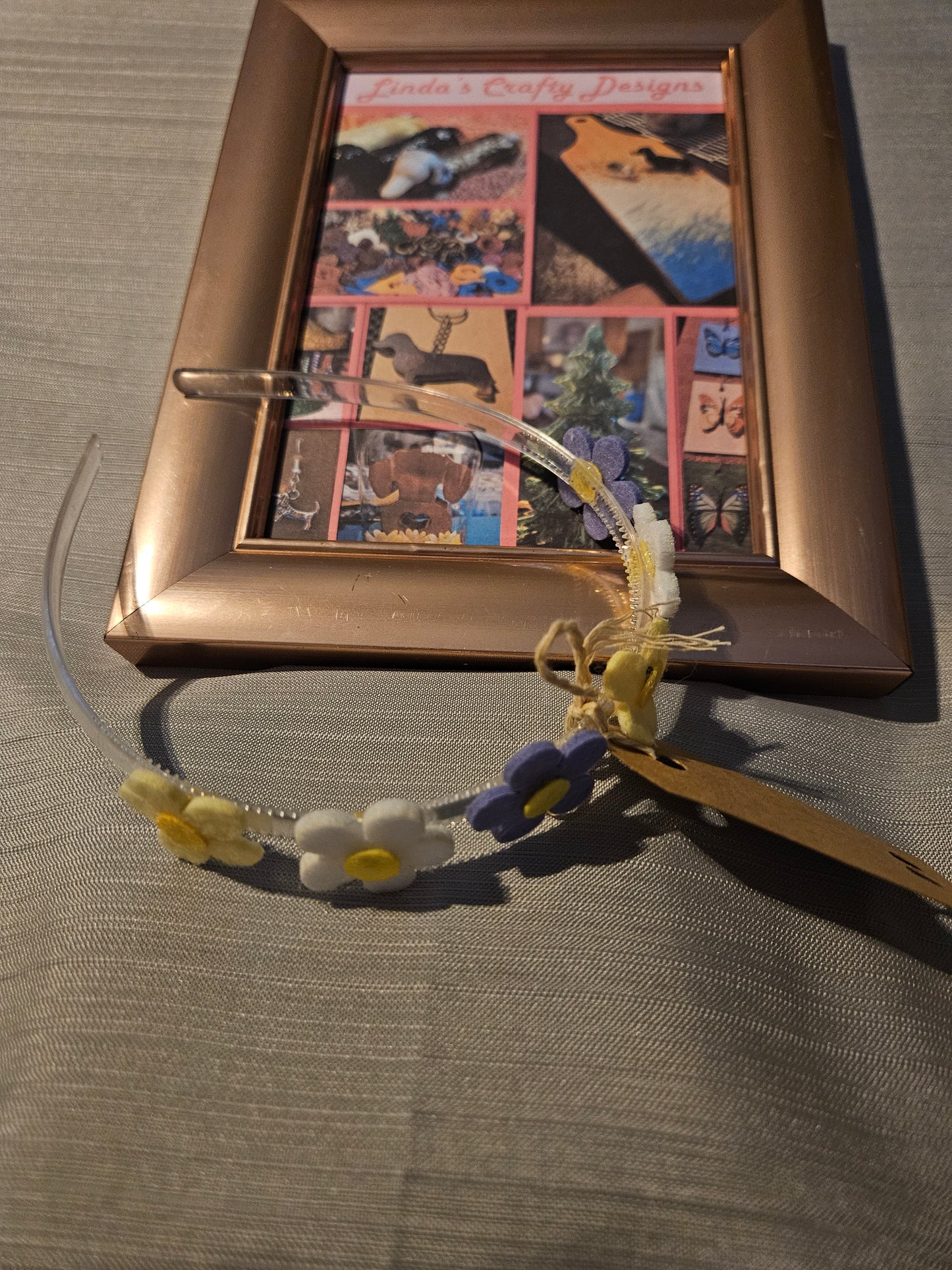 Plastic Headband - Yellow, Purple and White Floral #175