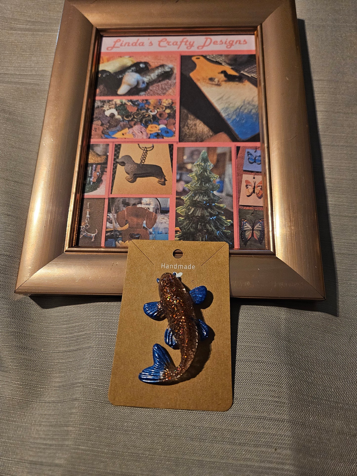 Resin Pin - Bronze and Blue Koi #130