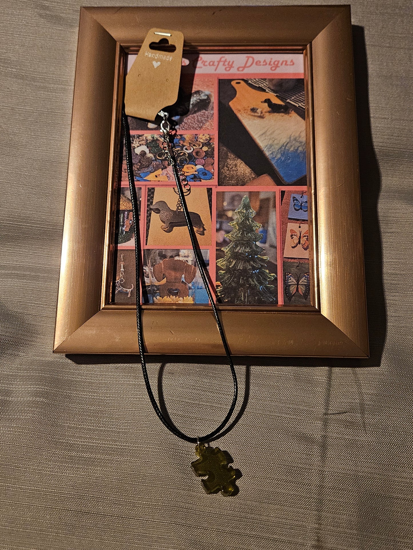 Resin/Leather Rope Necklace - Puzzle Piece 18-20 inch #186
