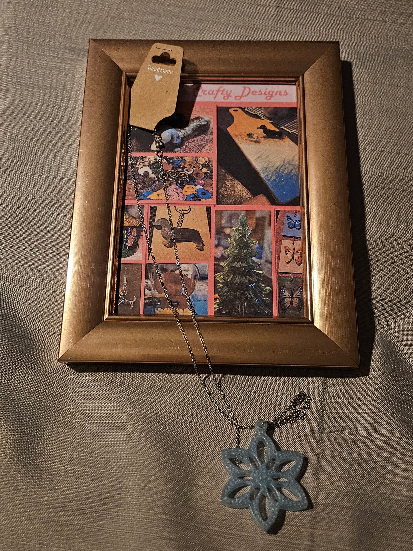 Resin/Metal Necklace - Blue Snowflake #517