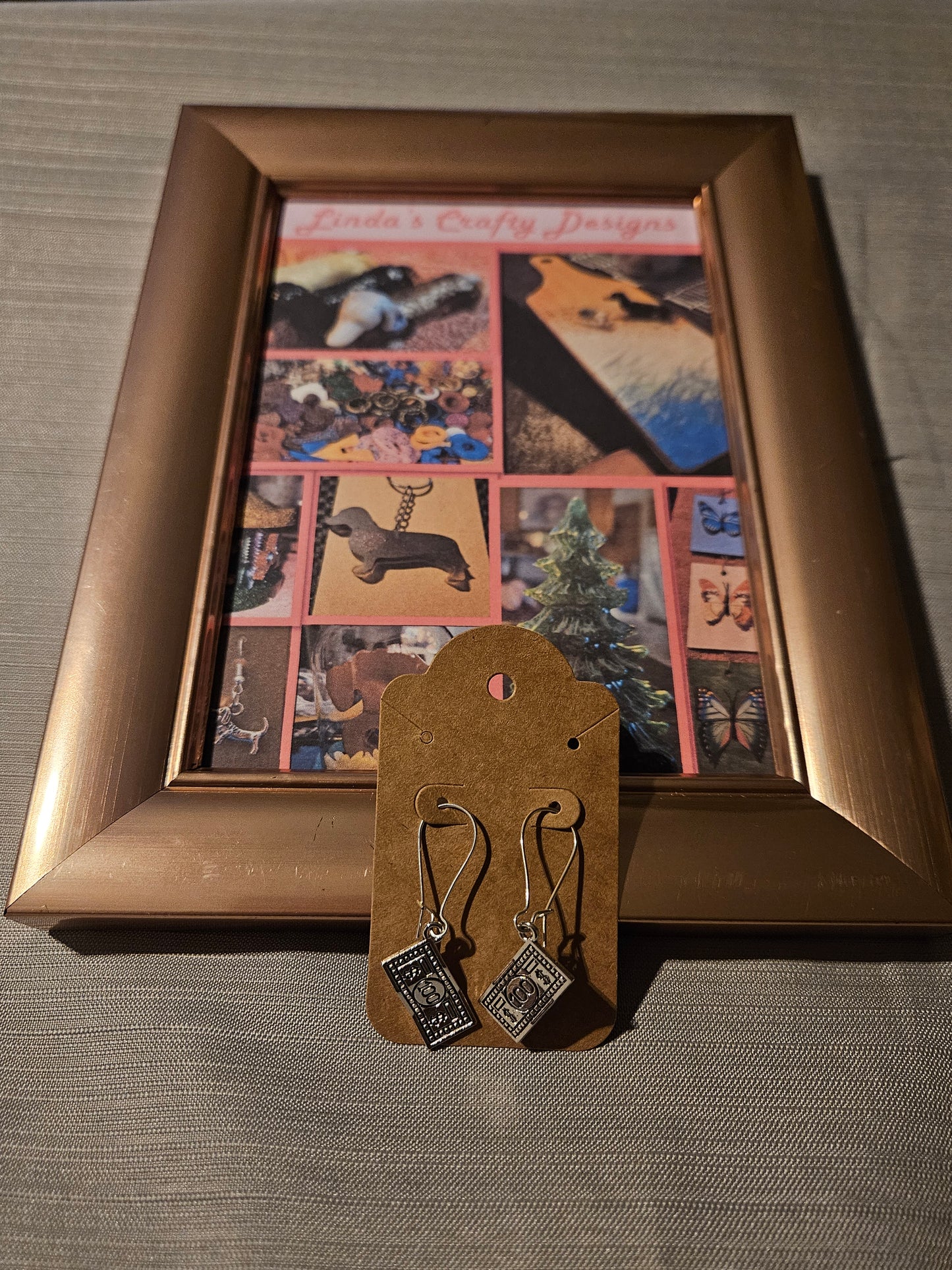 Metal Earrings (Hook) - $100 Bills #323