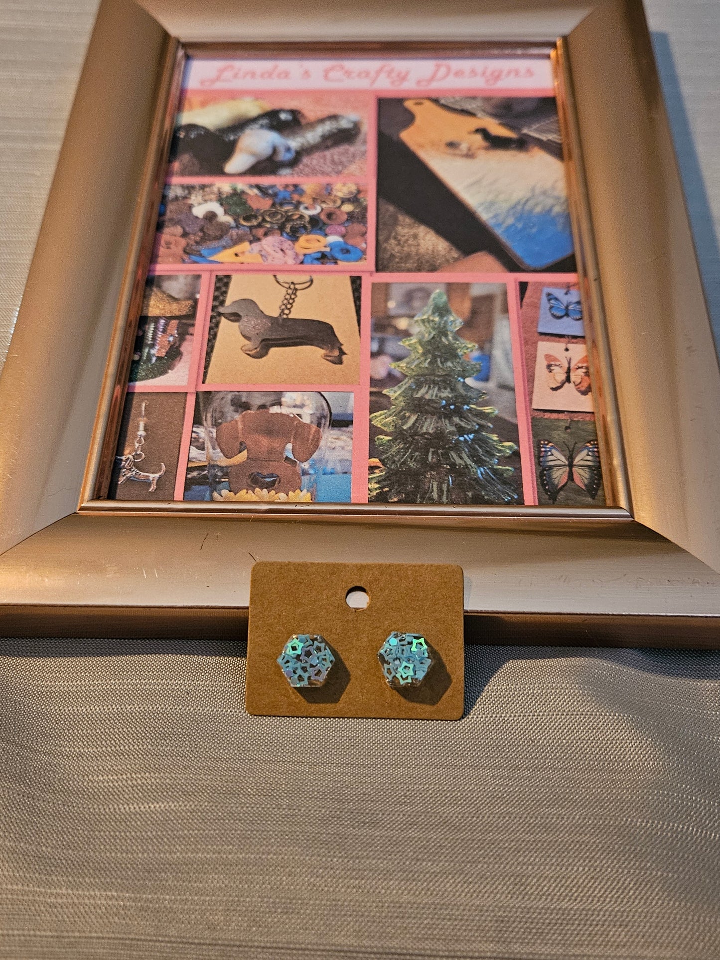 Resin/Metal Earrings (Posts) - Blue Stars Confetti #394