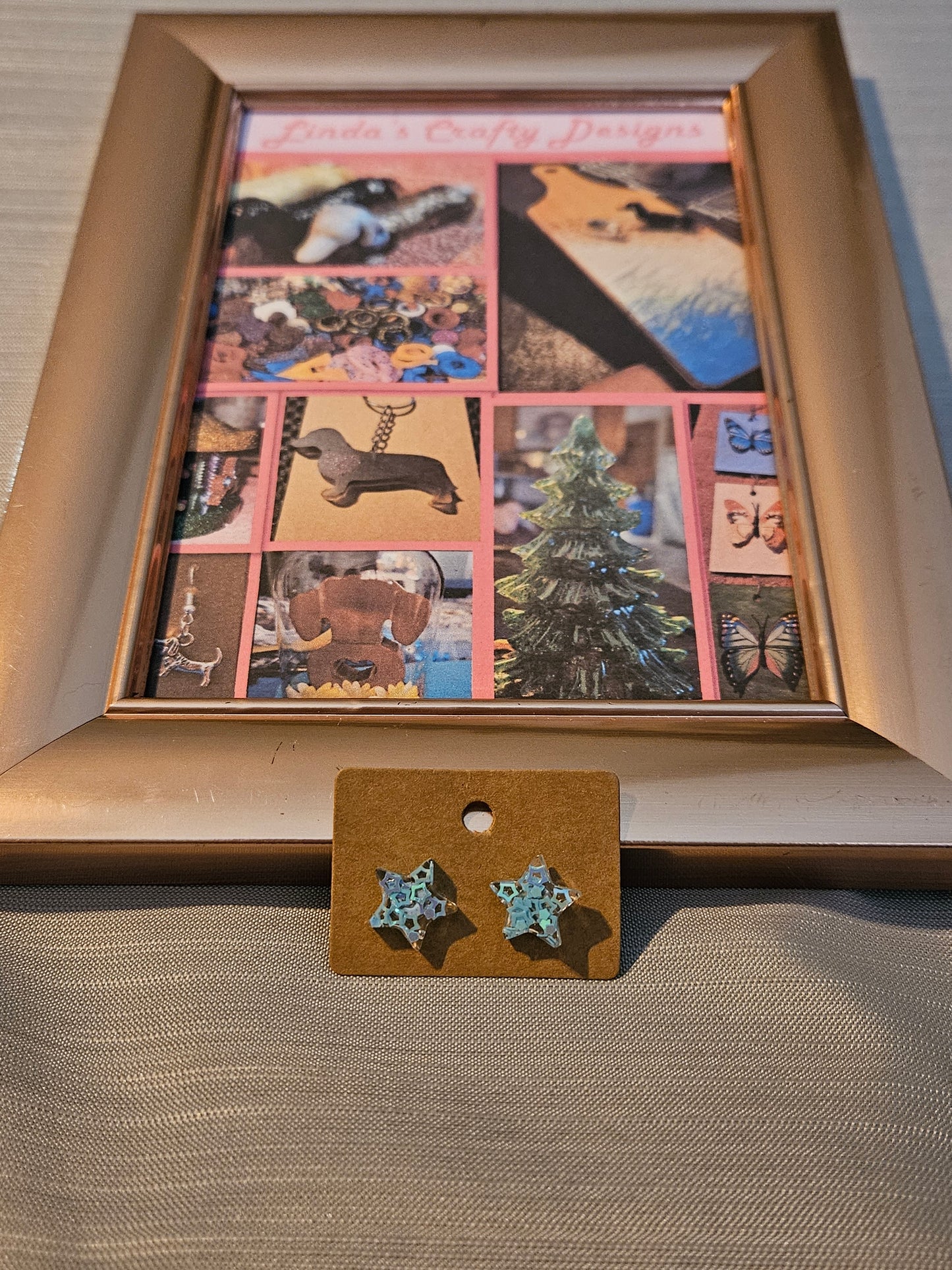 Resin/Metal Earrings (Posts) - Blue Stars Confetti in Stars #393