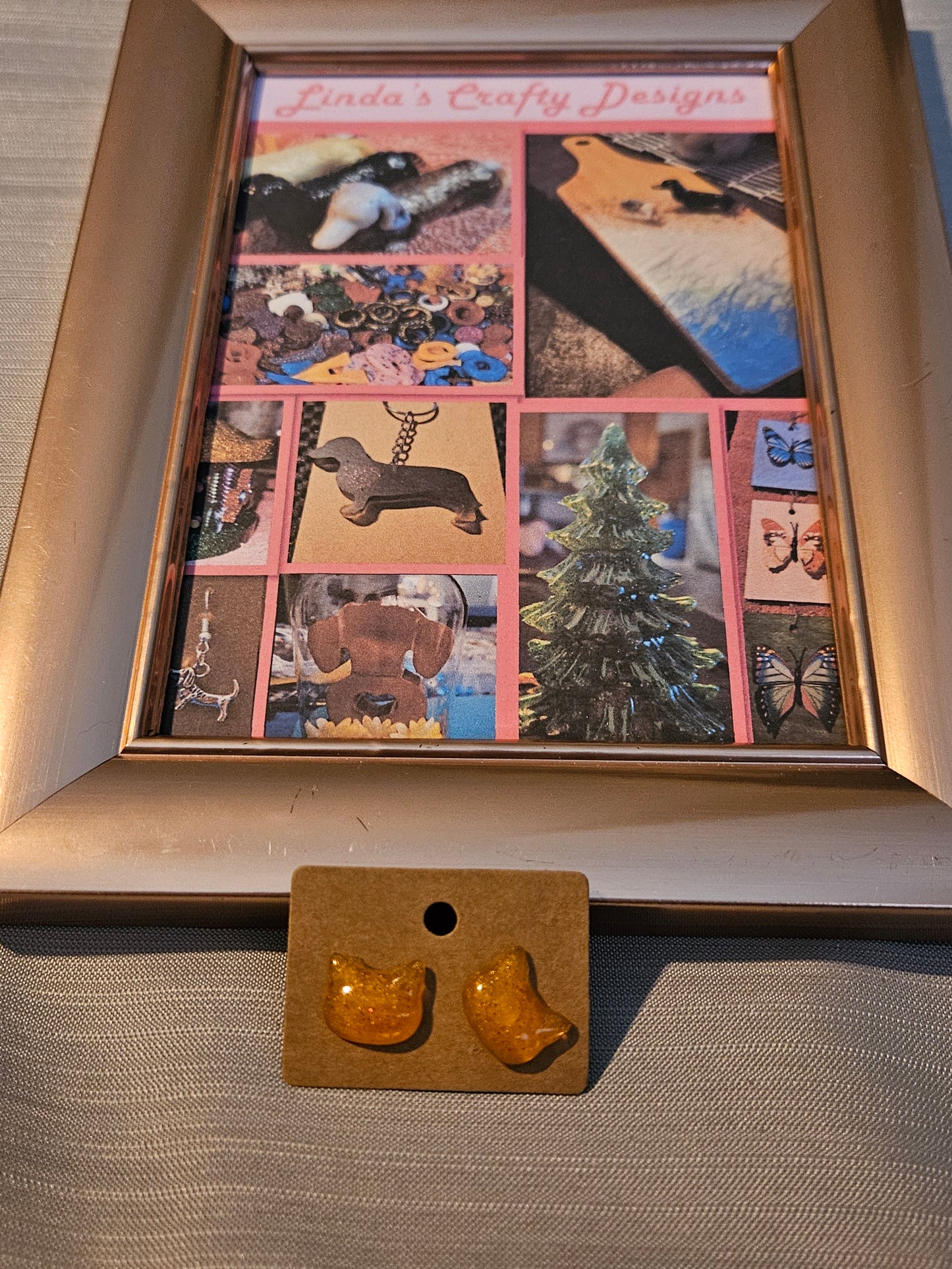 Resin/Metal Earrings (Posts) - Orange Cat Heads #404