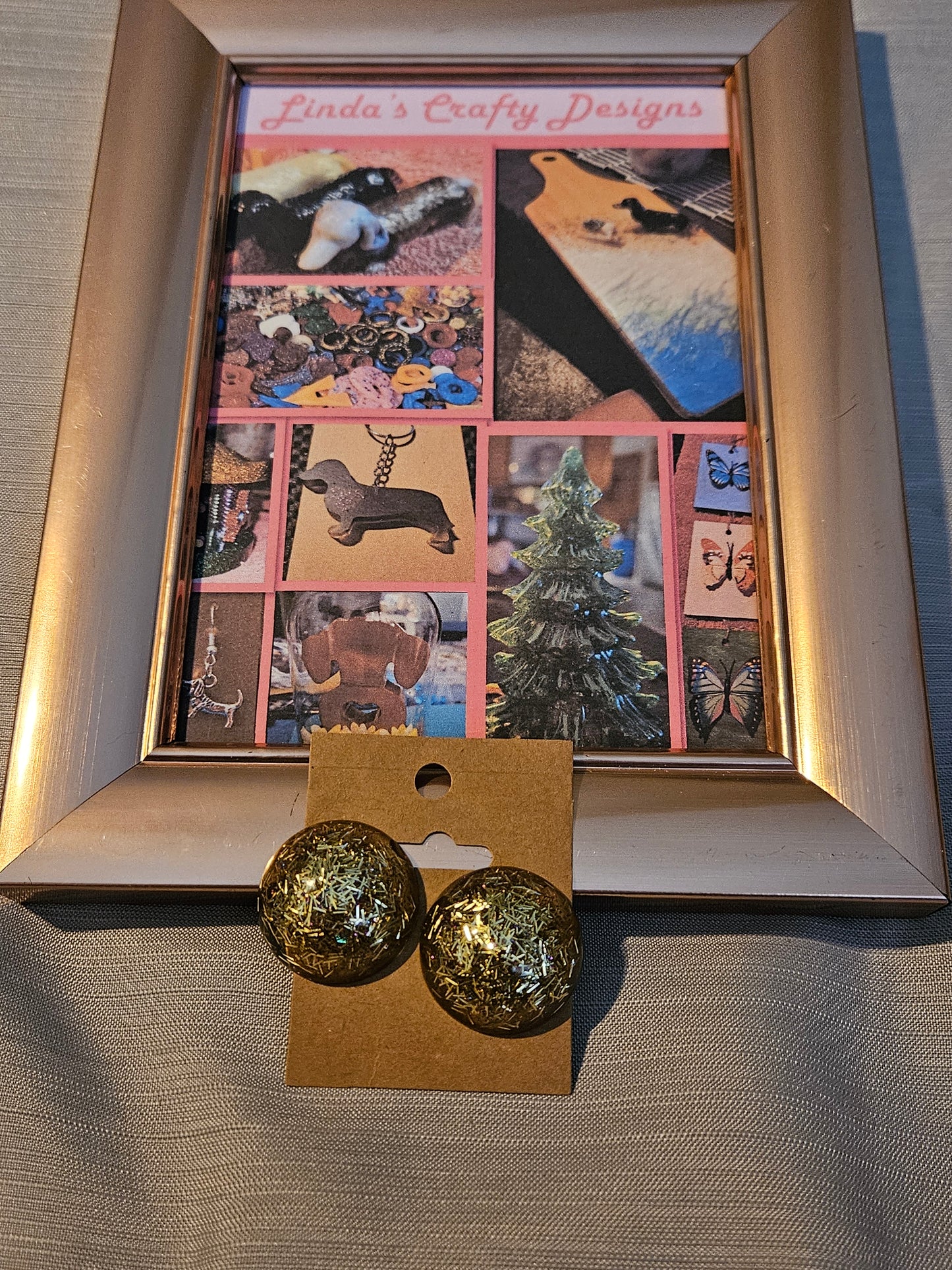 Resin/Metal Earrings (Posts) -Gold Confetti Rounds #426