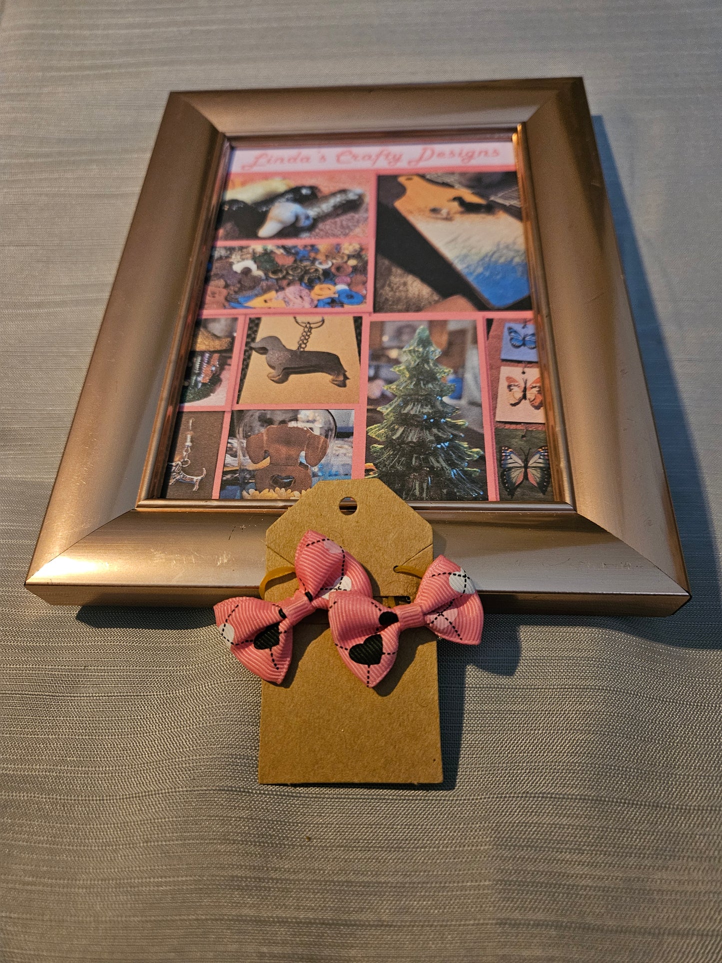 Doggy Hair Bows - Pink and Black Hearts #824