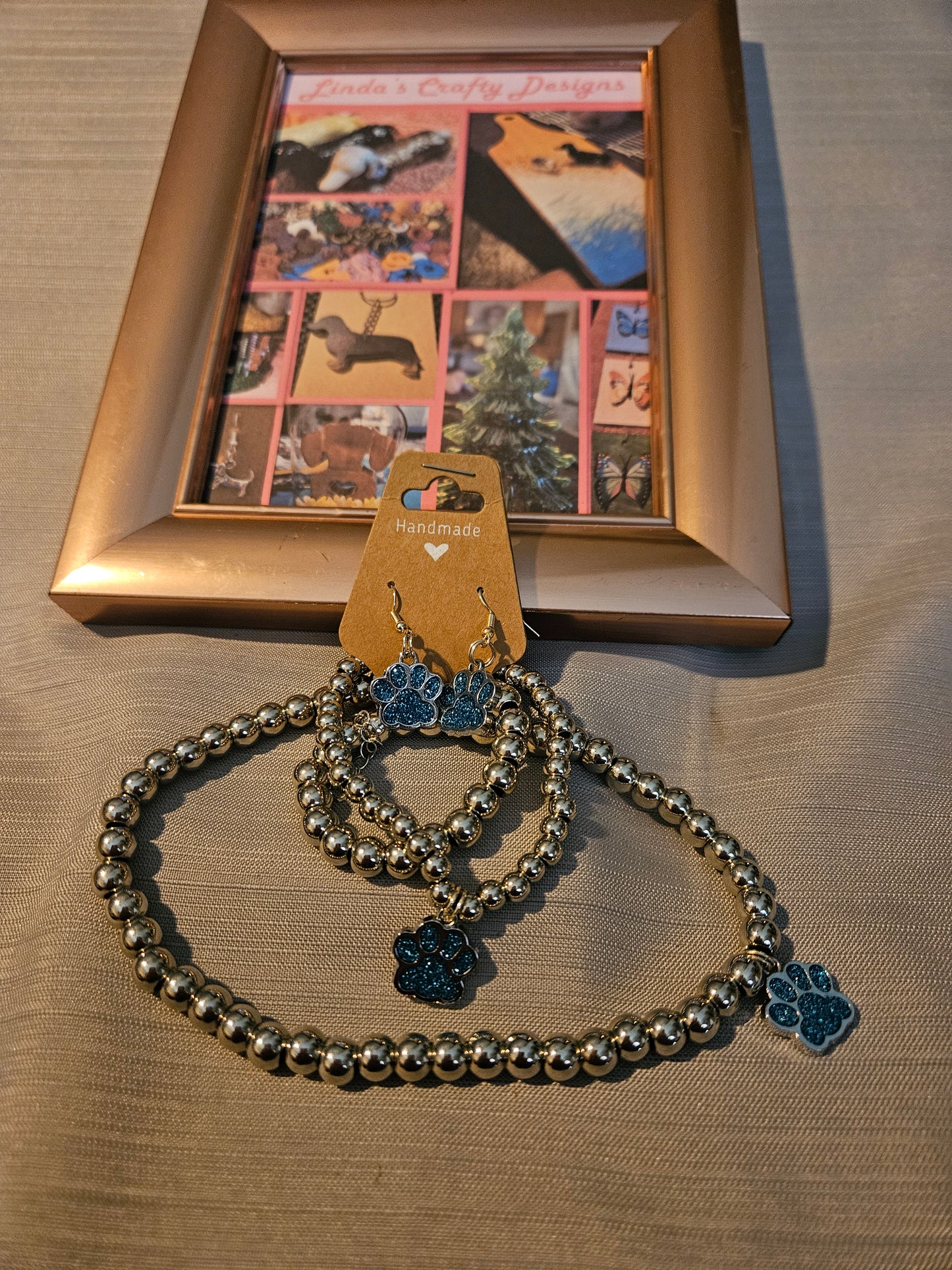 Metal Jewelry Sets - 3 Pieces - Necklace, Bracelet and Earrings - Blue #656