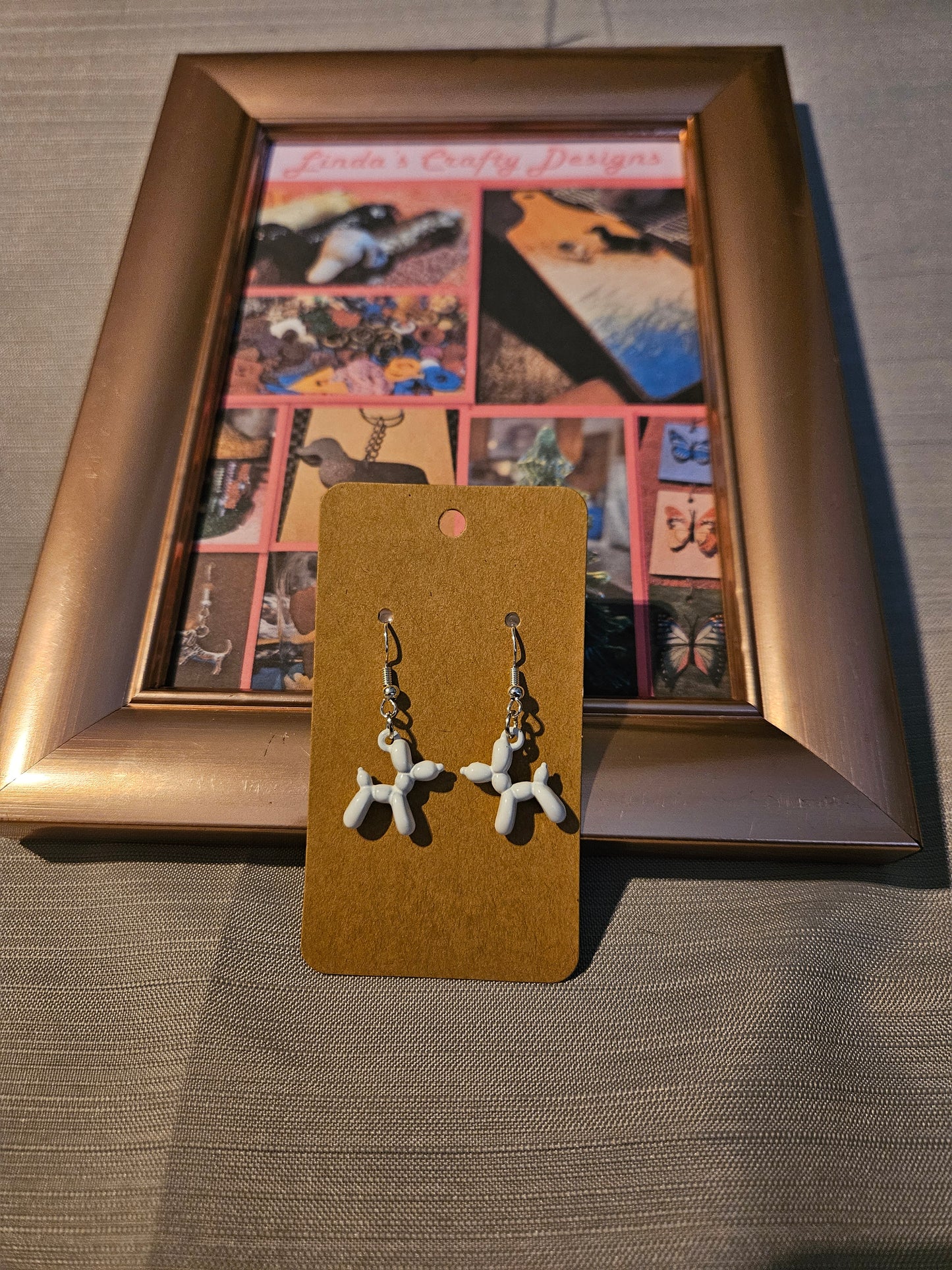 Metal Earrings (Hook) - Balloon Dogs - White #1136