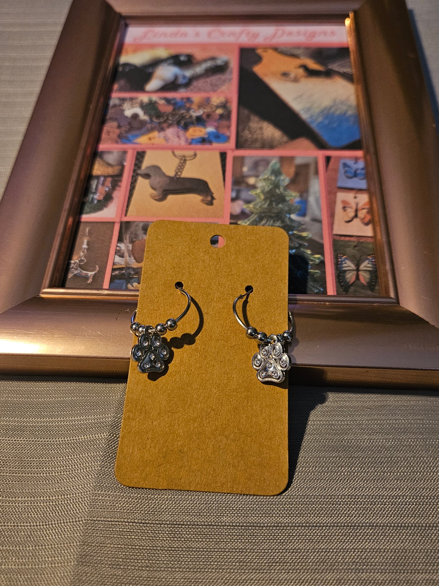 Metal Earrings (Hoops) - Paw Prints #1094