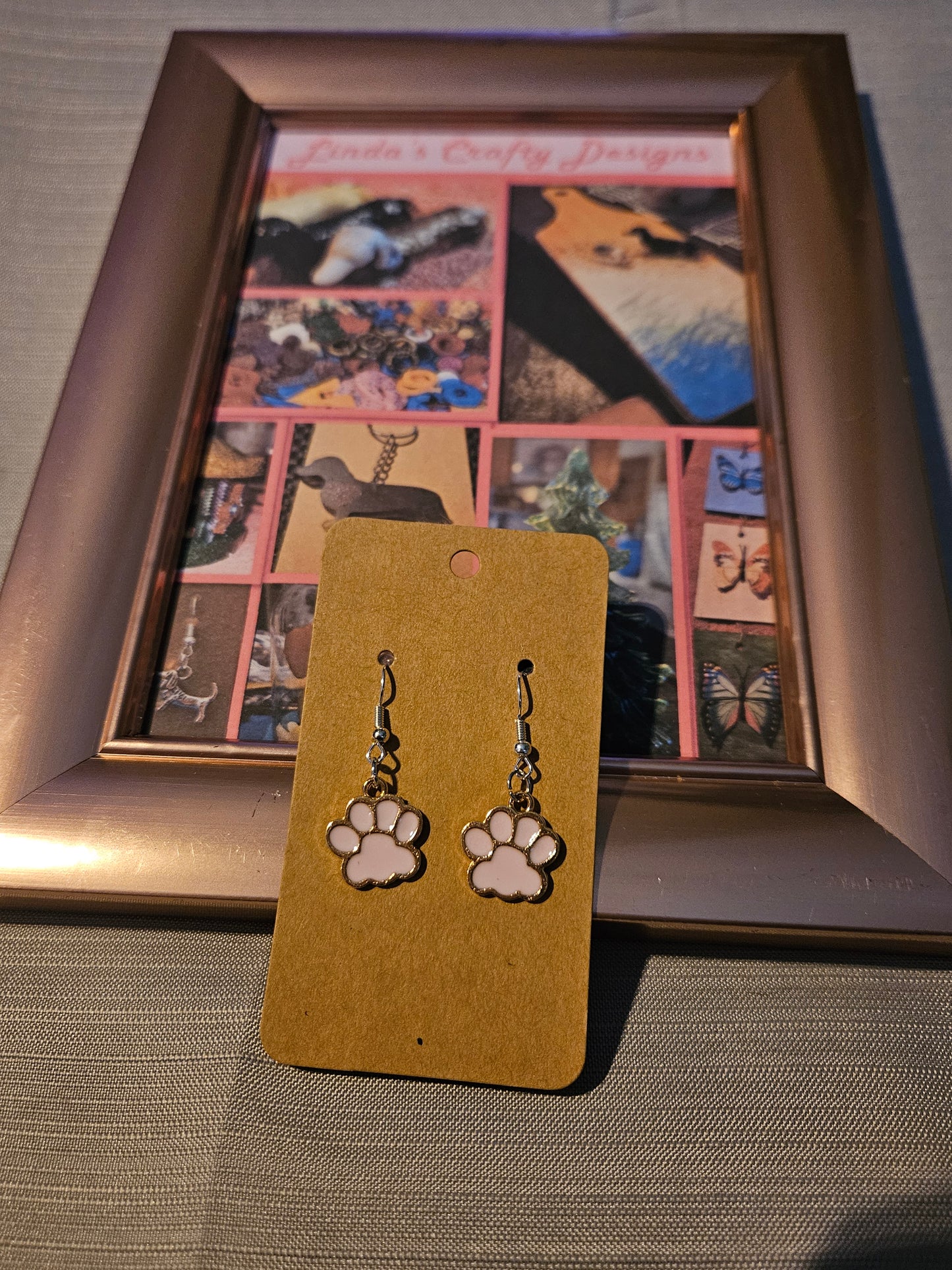 Metal Earrings (Hook) - Pink Paws #1156. 1157. 1158