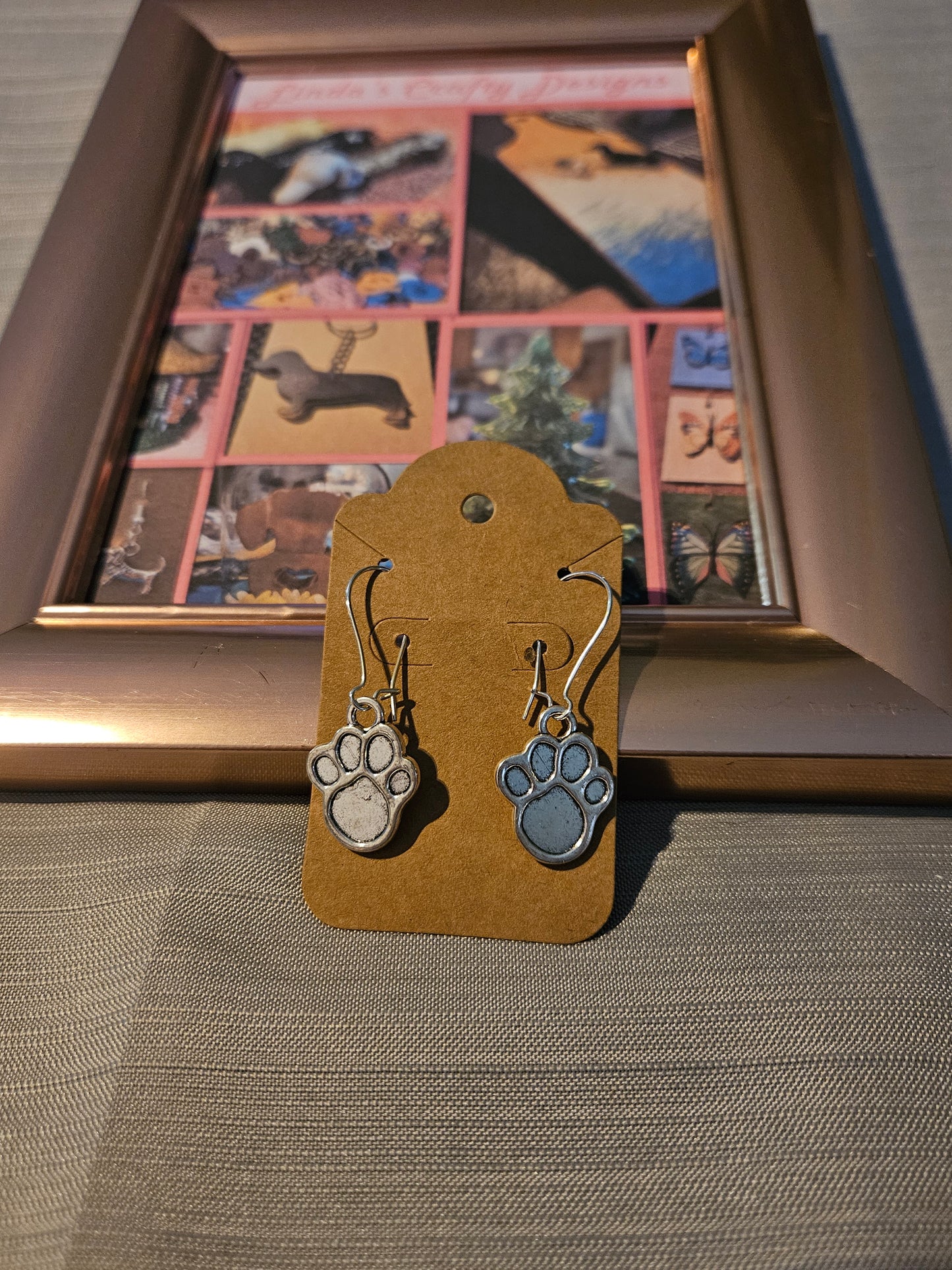 Metal Earrings (Hook) - Solid Pawprints 3 #1107