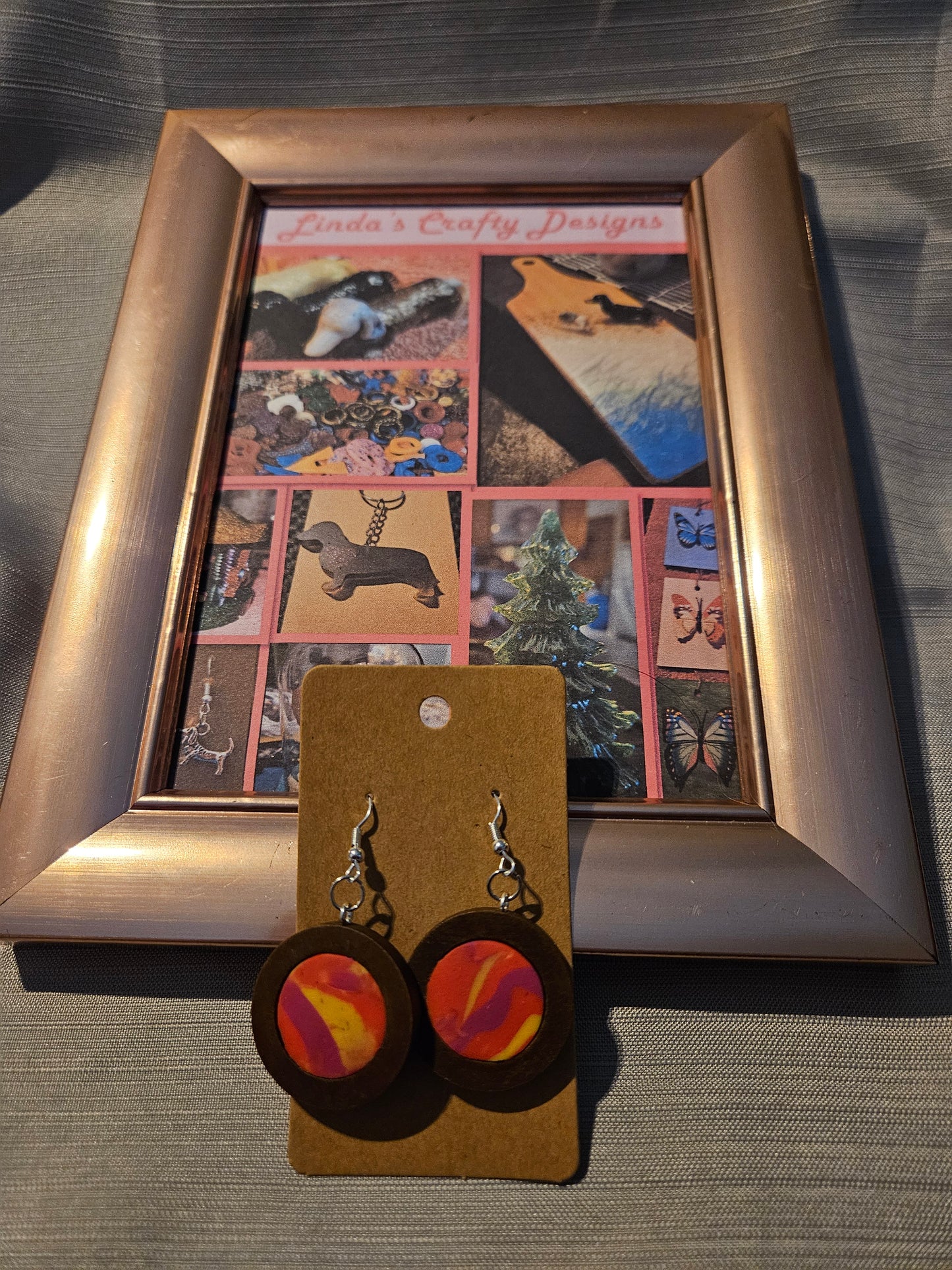 Polymer Clay/Metal/Wood Earrings (Hook) - Wooden Delight #39