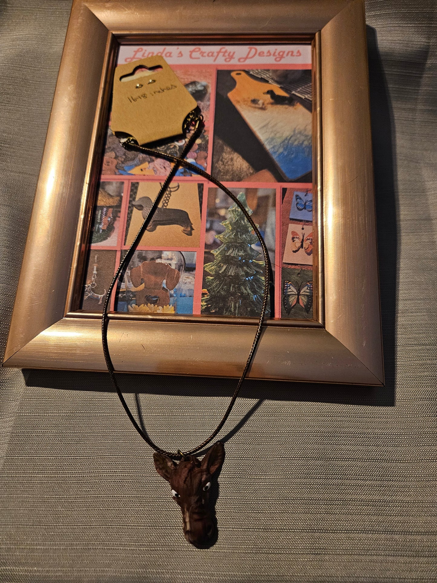 Polymer Clay/Rope Necklace - Giggly Giraffe - 16-18 inches #179