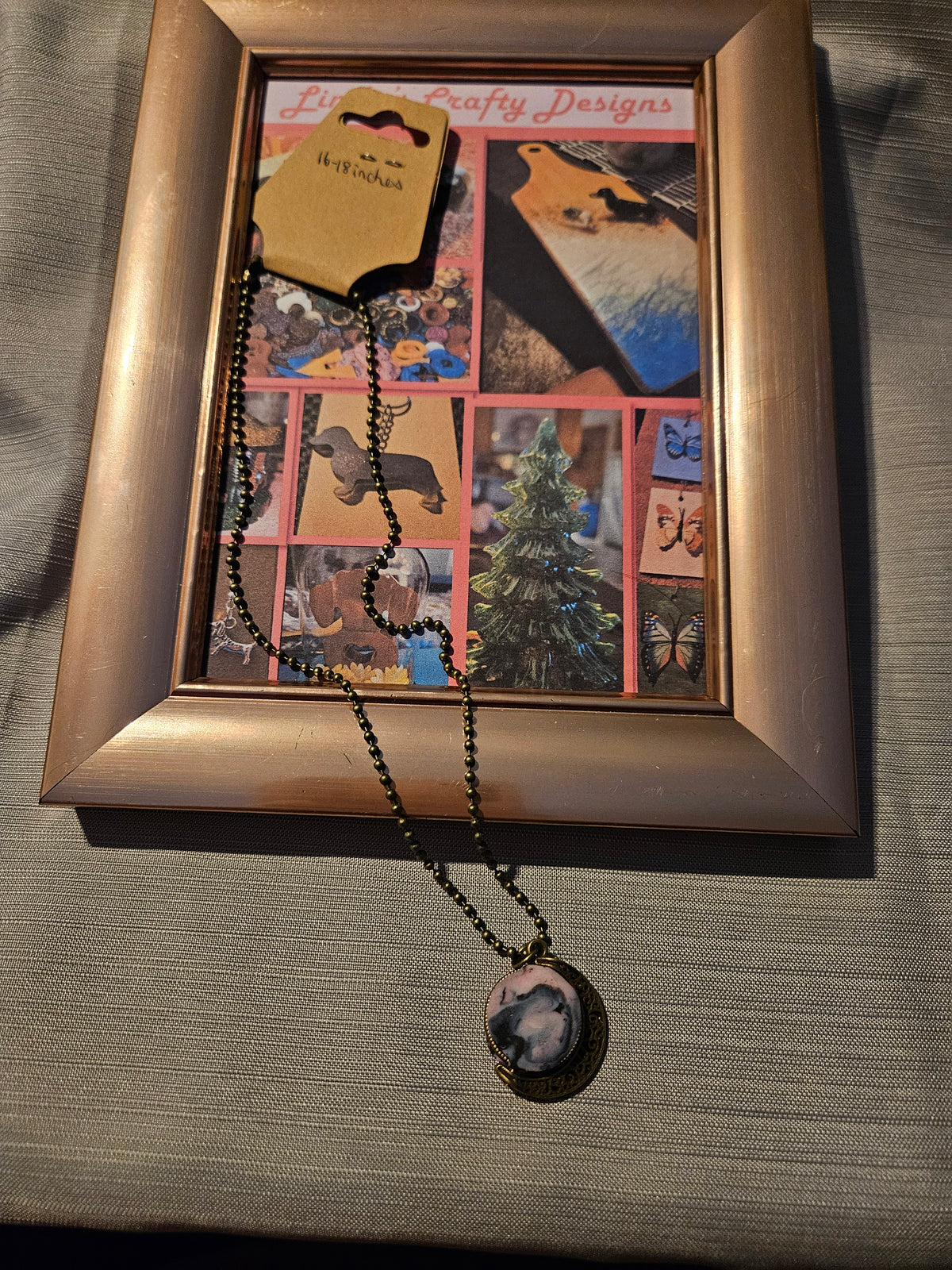 Polymer Clay/Metal Necklace - Ball of Marble - 16-18 inches #222