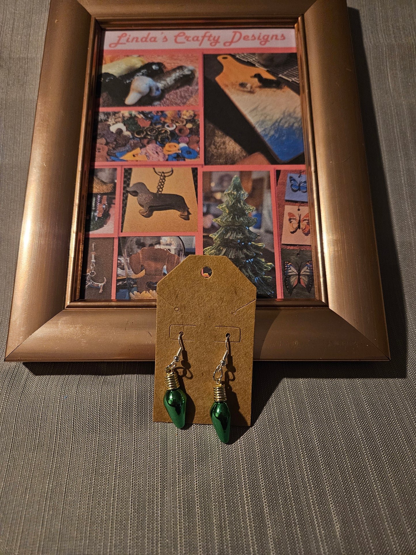 Plastic/Metal Earrings (Hook) Holiday Lights - Green #632