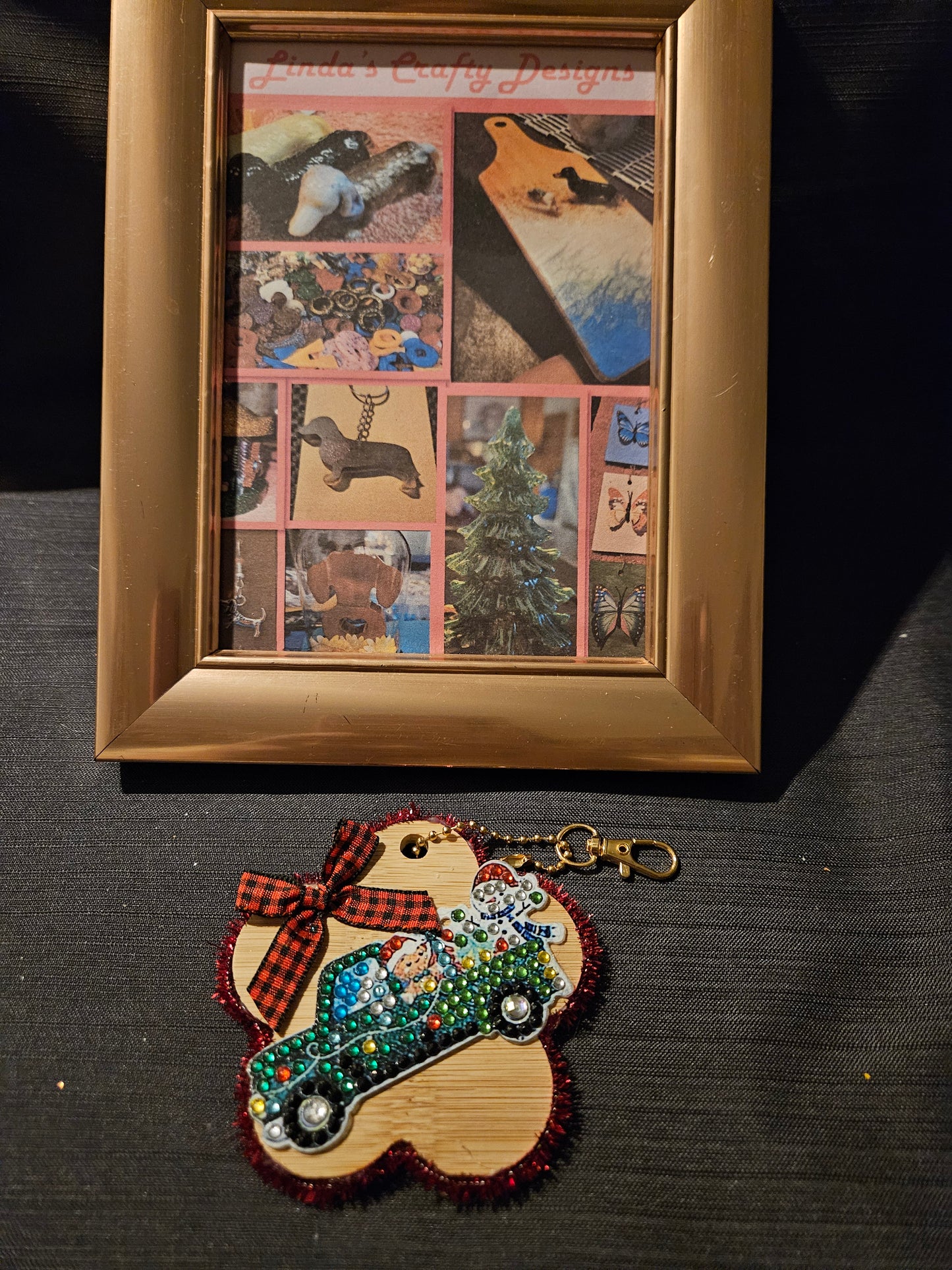 Holiday Wooden and Diamond Art Ornament 9 #1243