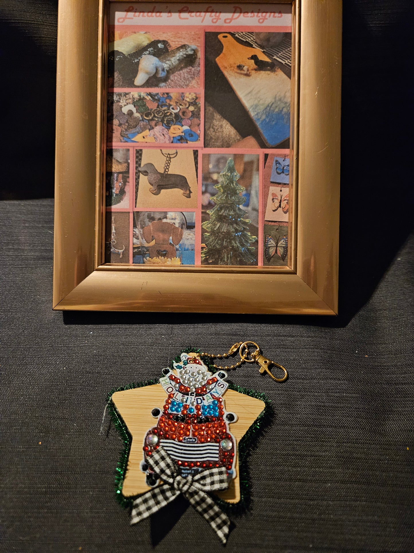 Holiday Wooden and Diamond Art Ornament 7 #1238