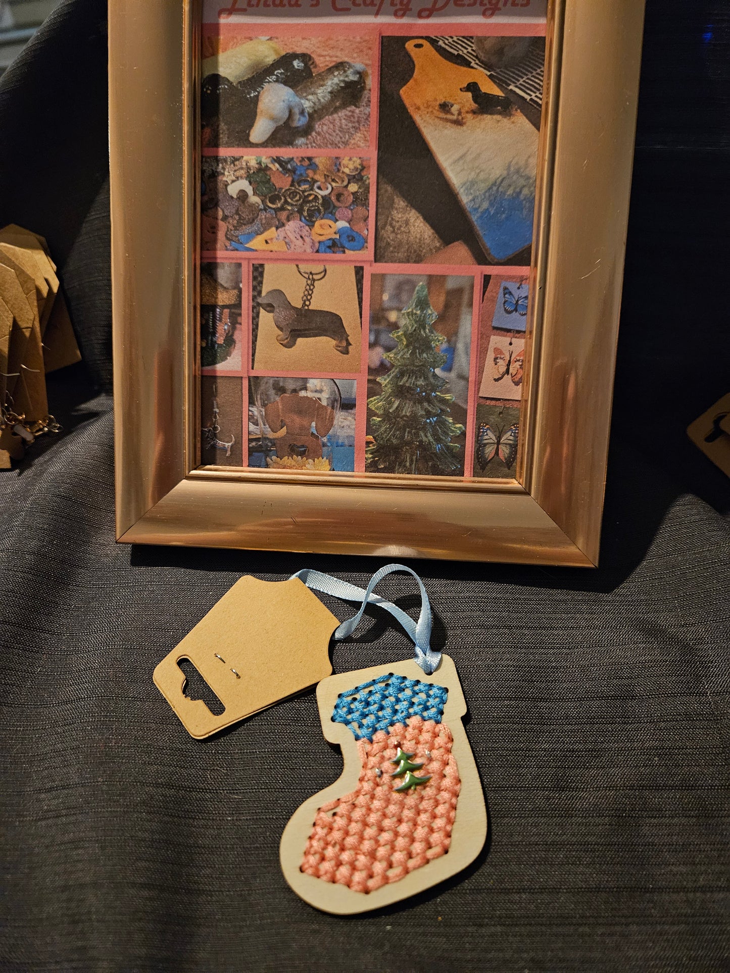Holiday Ornament - Wooden Cross-Stitch - Stocking #1328