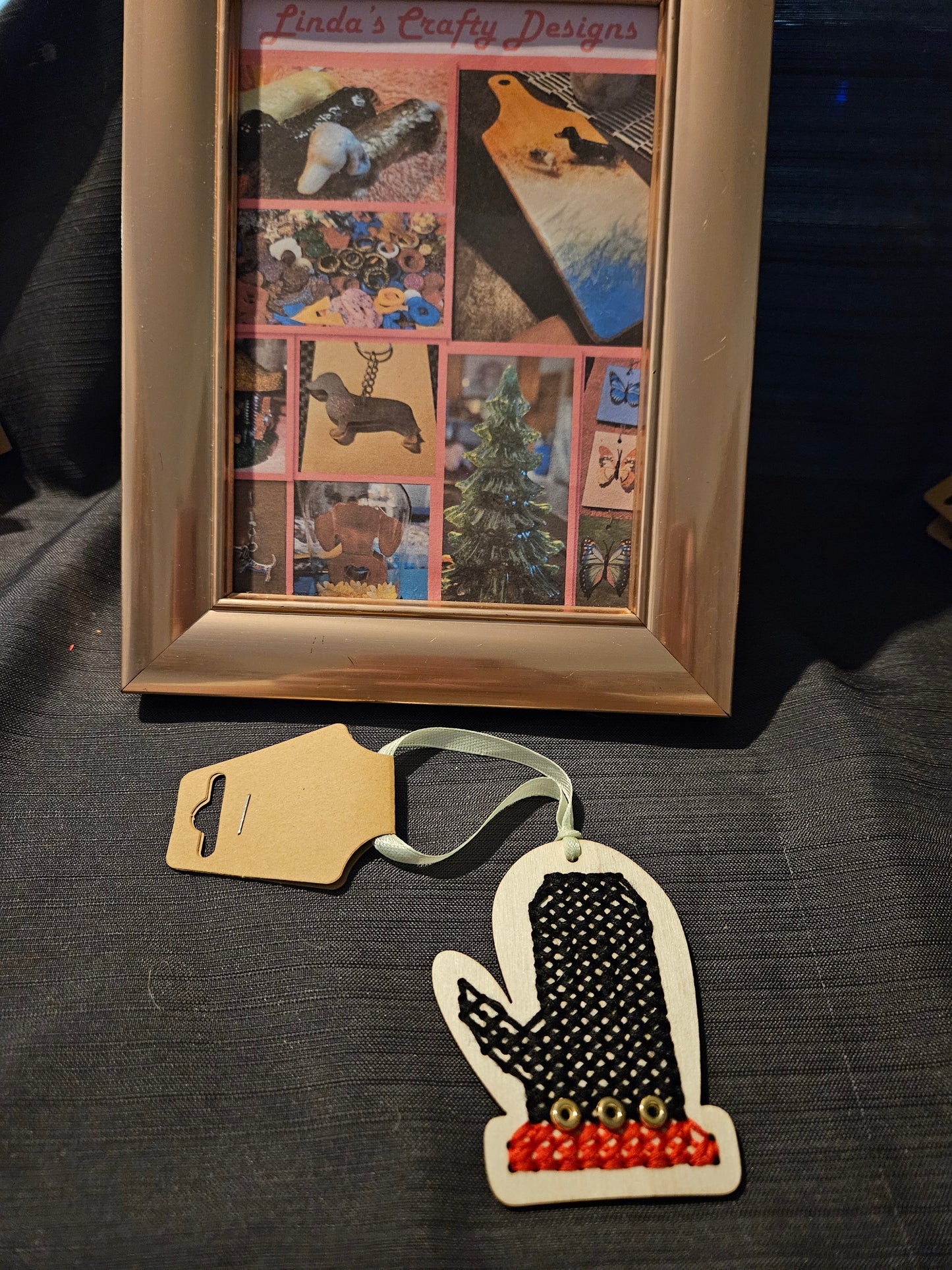 Holiday Ornament - Wooden Cross-Stitch - Mitten #1324