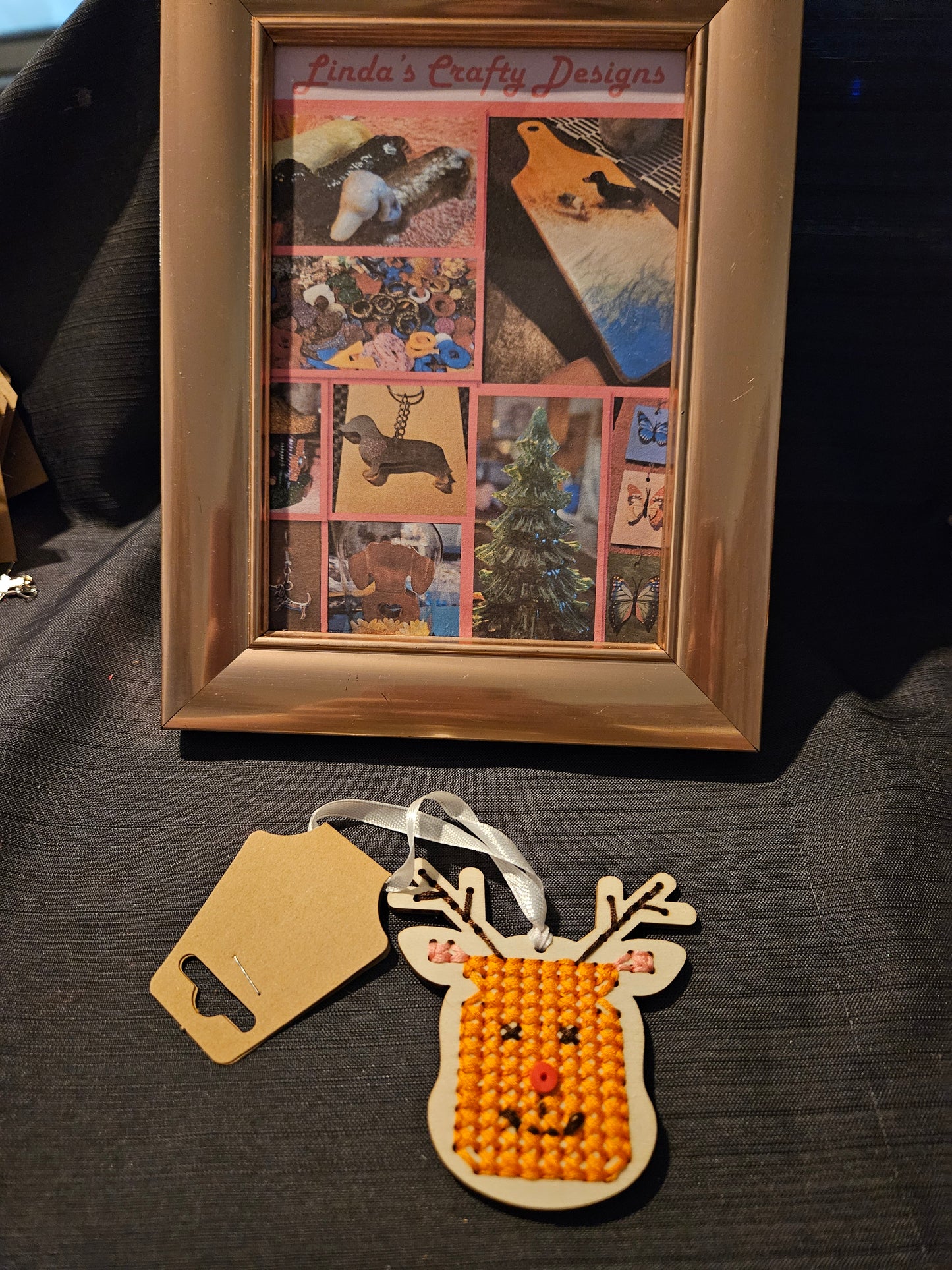 Holiday Ornament - Wooden Cross-Stitch - Reindeer #1323