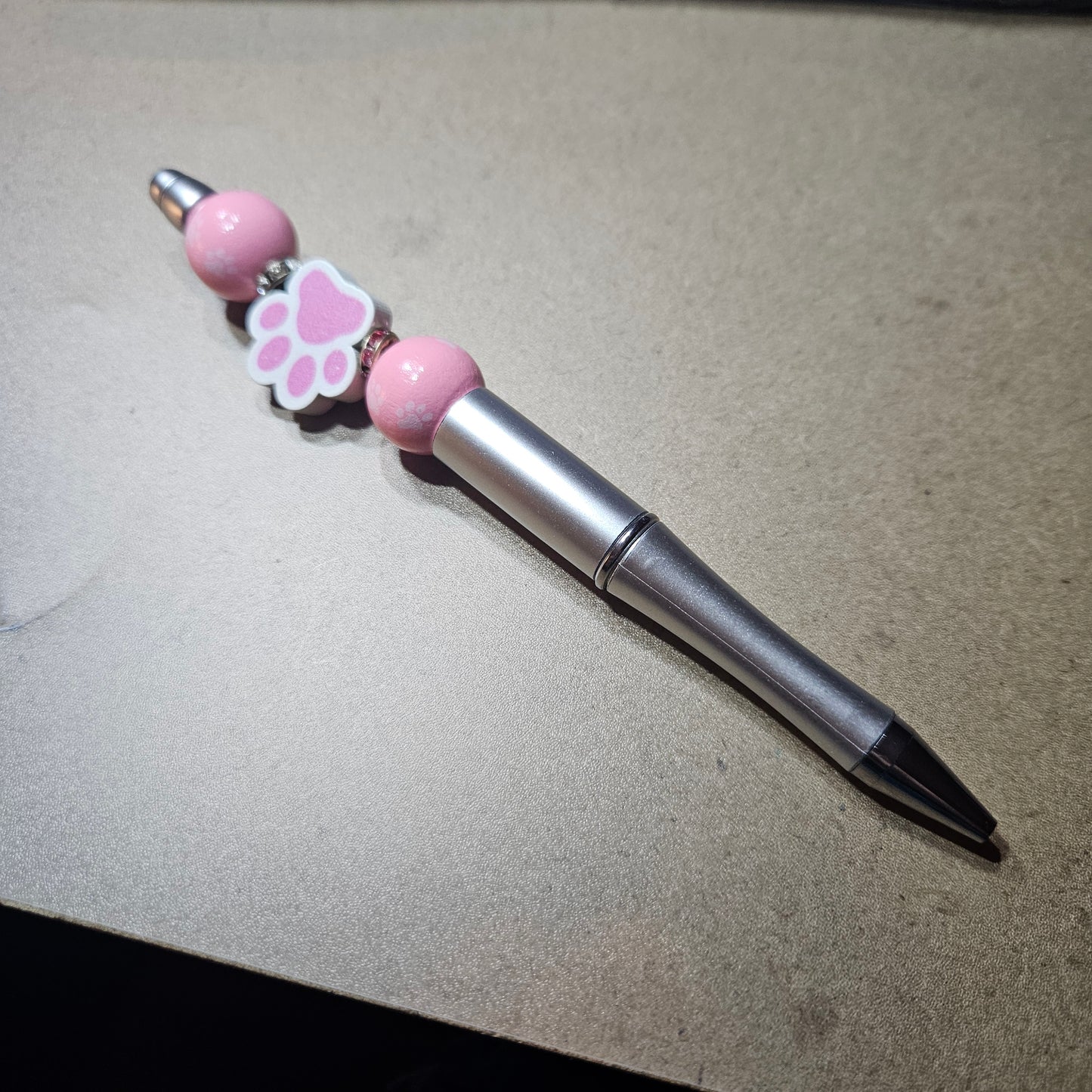 Paw Print Pen - Silver, Pink and White #1427