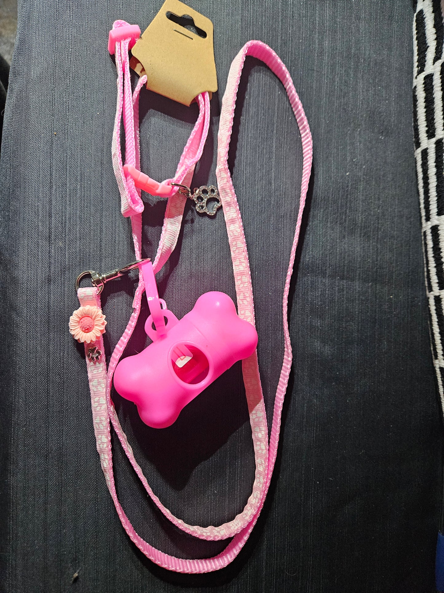 Leash, Collar, and Poop Bag Set - Pink #1400