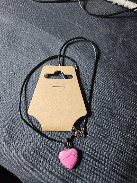 Leather Rope Necklace With Stone #1432