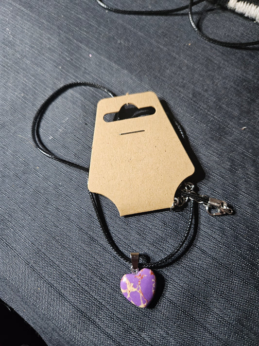 Leather Rope Necklace With Stone #1433