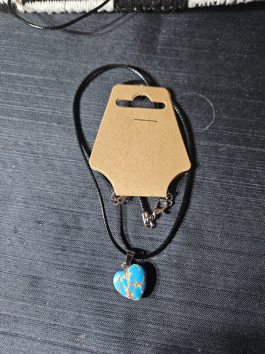 Leather Rope Necklace With Stone #1437
