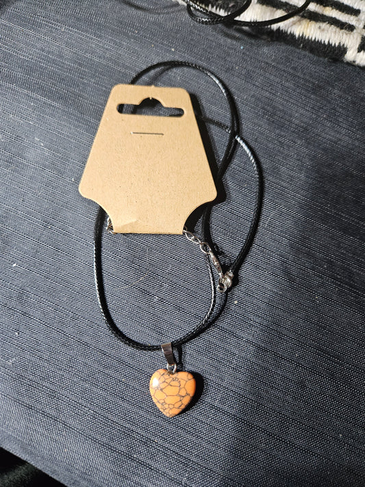 Leather Rope Necklace With Stone #1440
