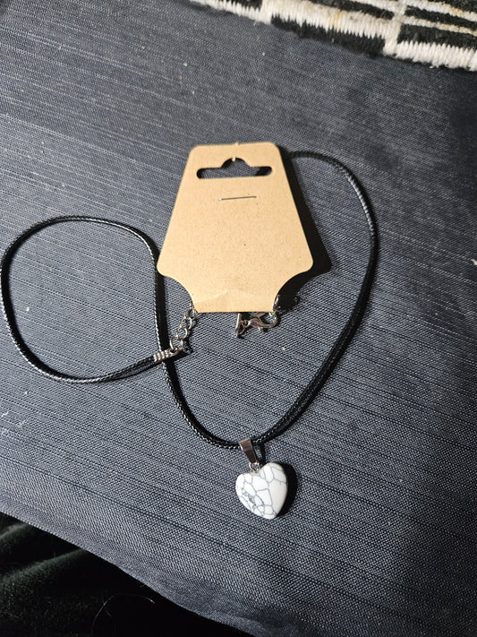 Leather Rope Necklace With Stone #1441