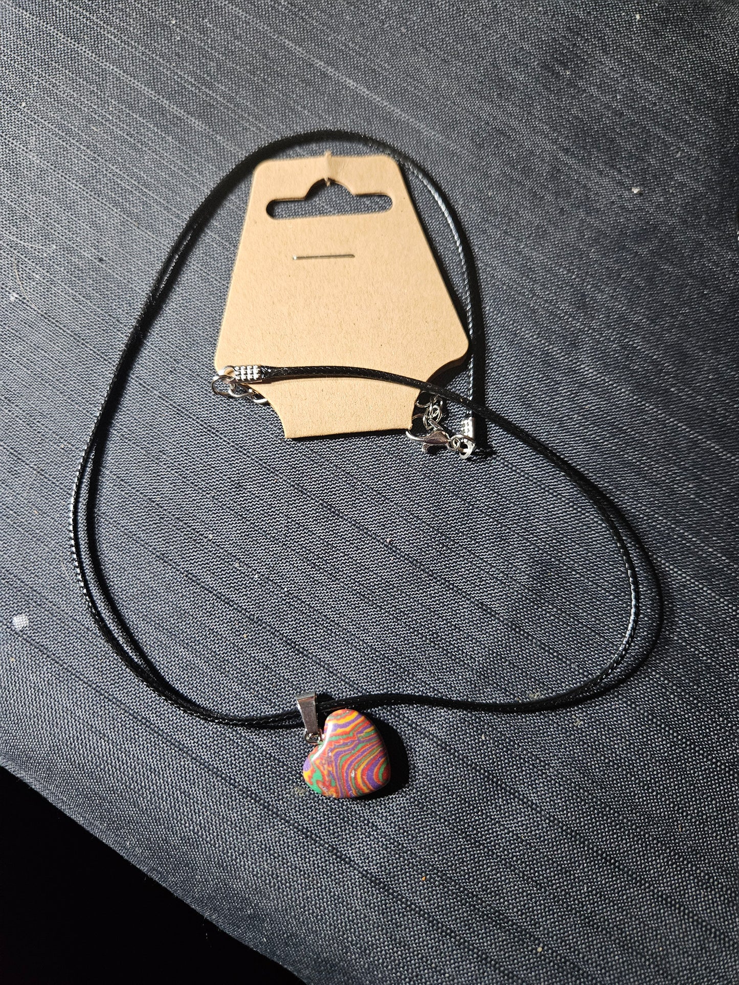 Leather Rope Necklace With Stone #1448