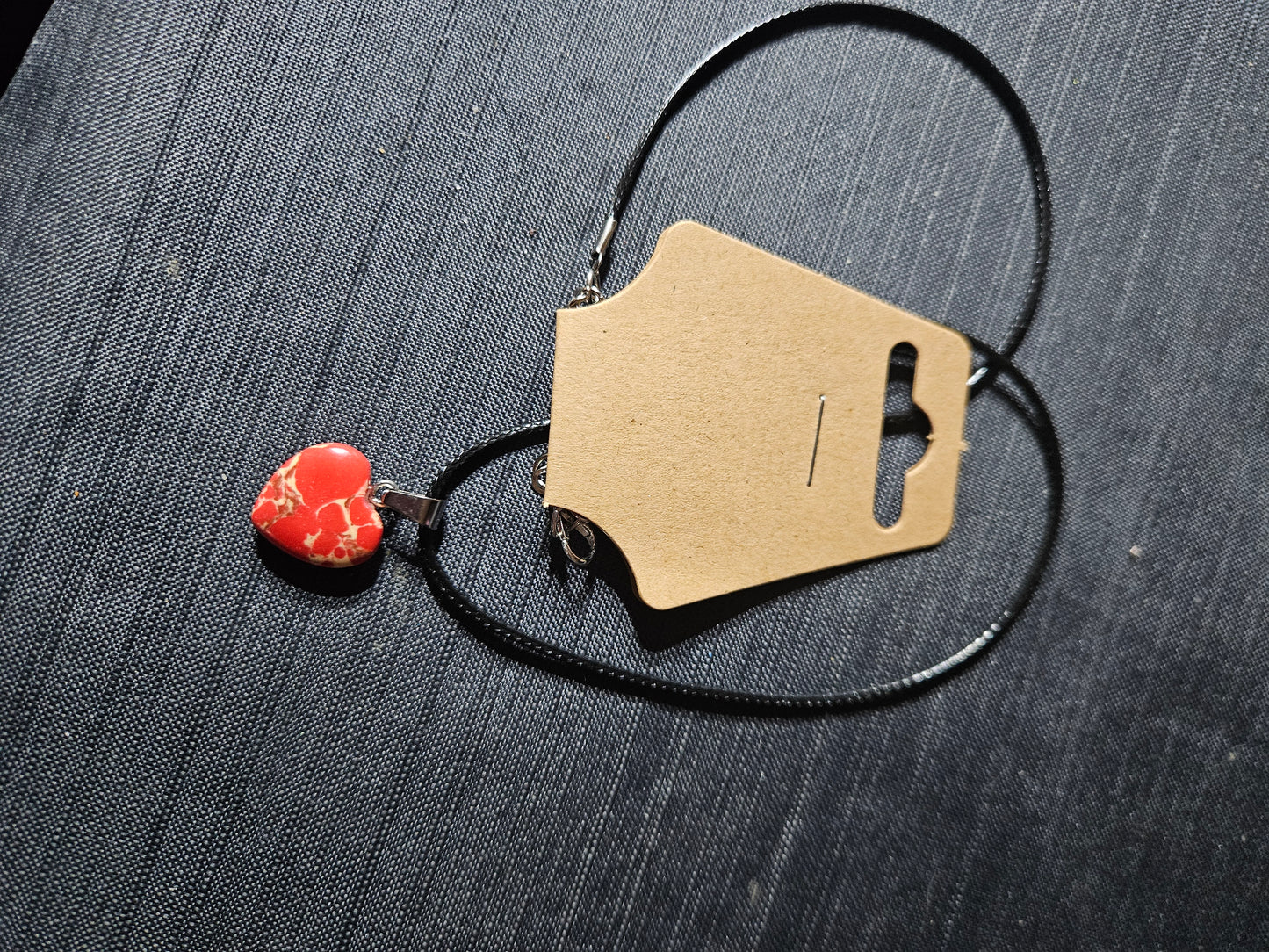 Leather Rope Necklace With Stone #1450