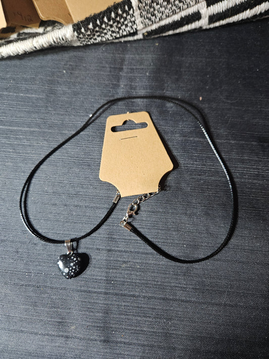 Leather Rope Necklace With Stone #1454