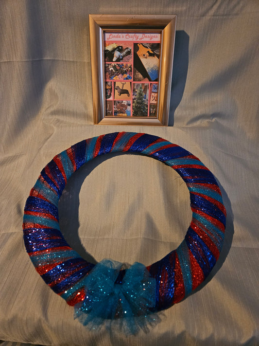 Metal Wreath - Red/Blue/Teal Toule #1024