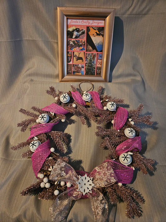 Wood Wreath - White Holiday Bells #1022
