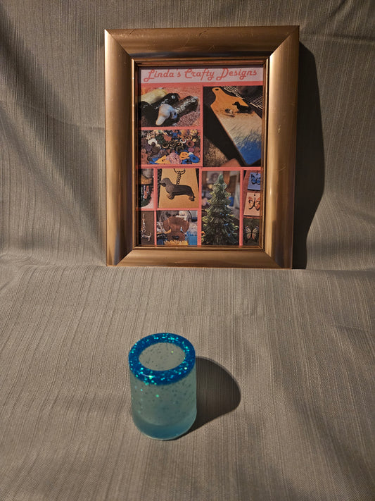 Resin Shot Glass - Blue Sparkles #842